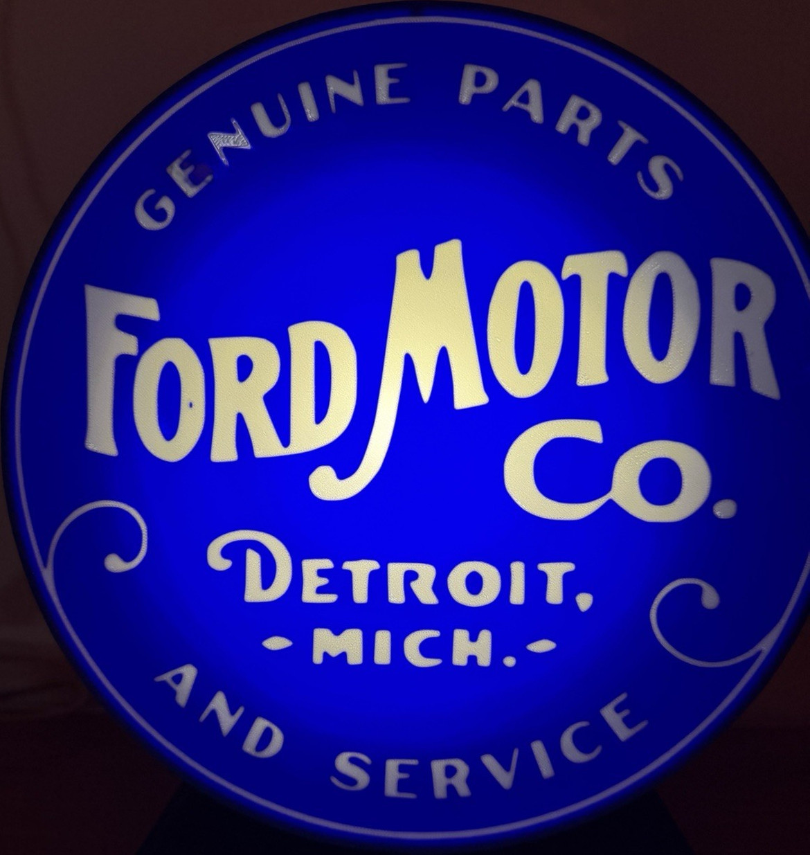 Ford Motor Co. Genuine Parts and Service Blue White Advertising Sign Automobiles Ford Motor Co. Genuine Parts and Service Blue White Advertising Sign Automobiles