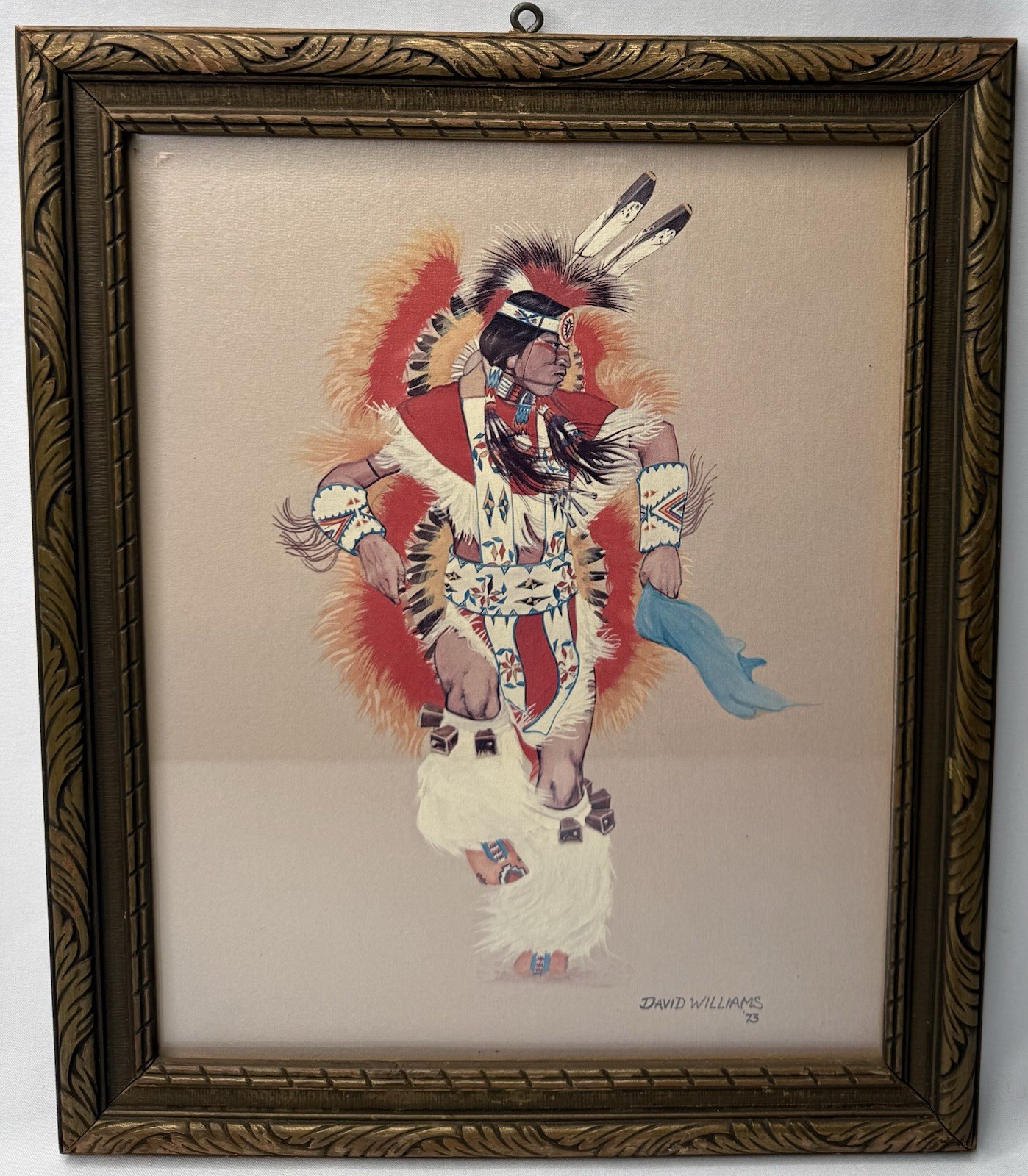 VINTAGE DAVID WILLIAMS PAINTING ORIGINAL 1973 SIGNED NATIVE AMERICAN WAR DANCER VINTAGE DAVID WILLIAMS PAINTING ORIGINAL 1973 SIGNED NATIVE AMERICAN WAR DANCER