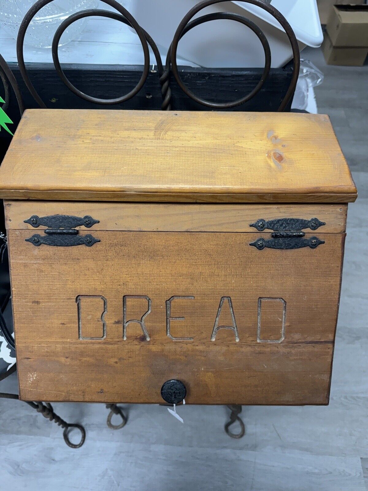 Vintage Hand Carved Bread Box Large Primitive Wood