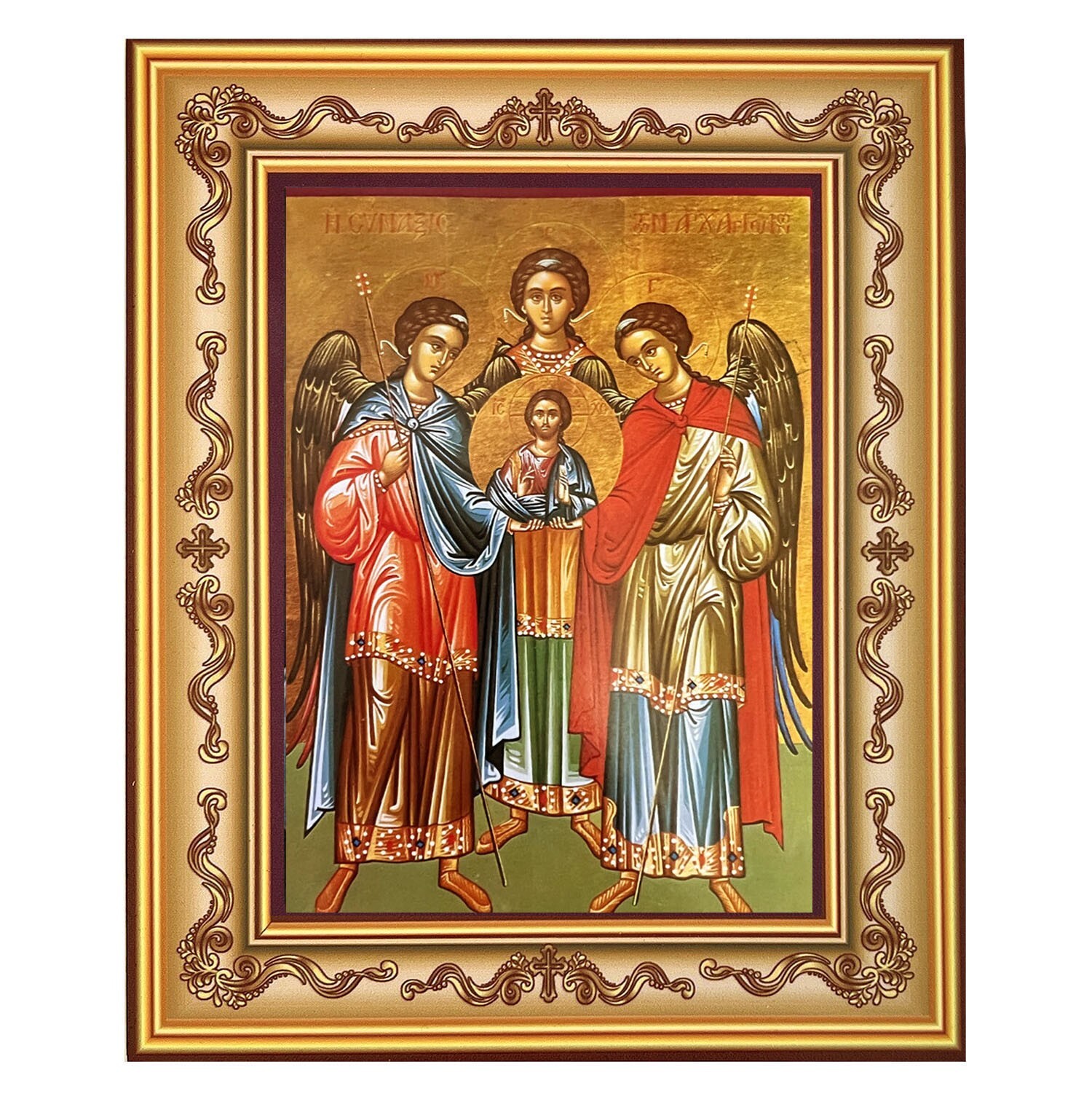 Synaxis of the Holy Archangels Michael Gabriel and Raphael Full Body Icon