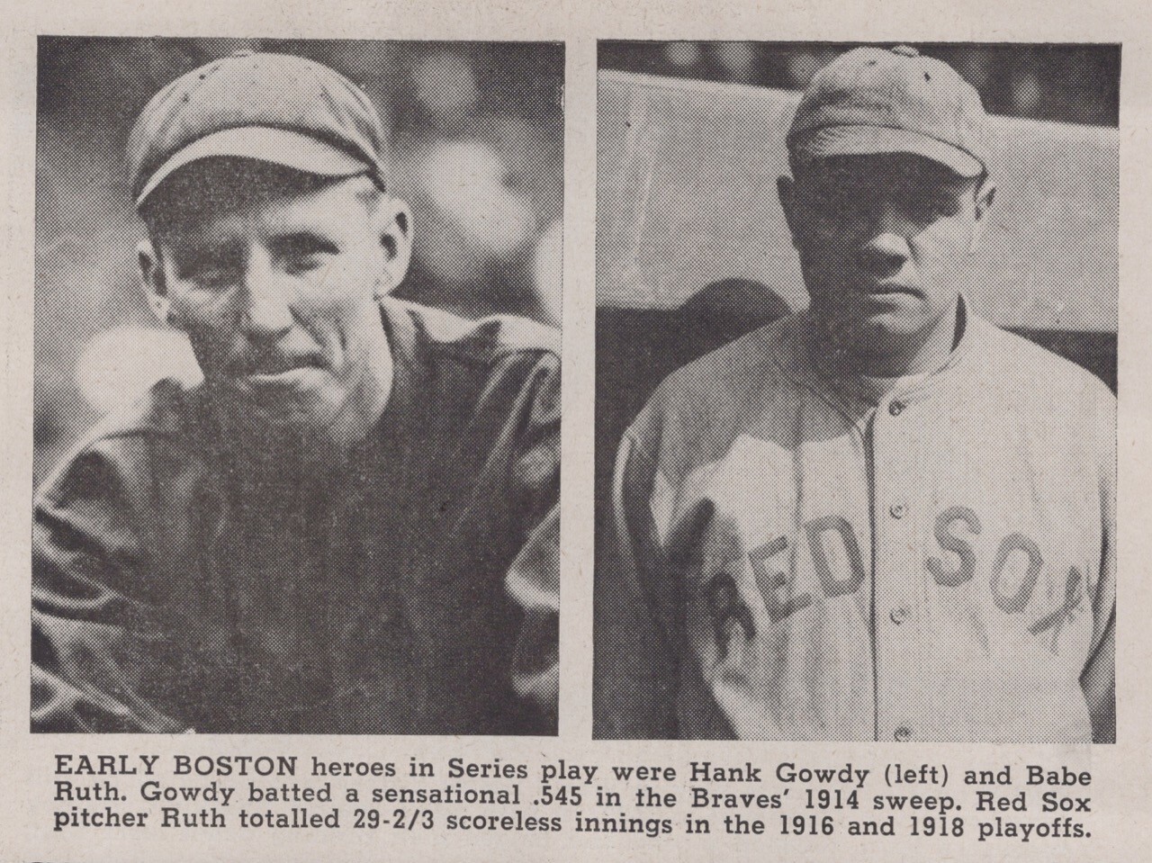 1914 1916 1918 World Series Babe Ruth Hank Gowdy Boston Article Page Photo 1948