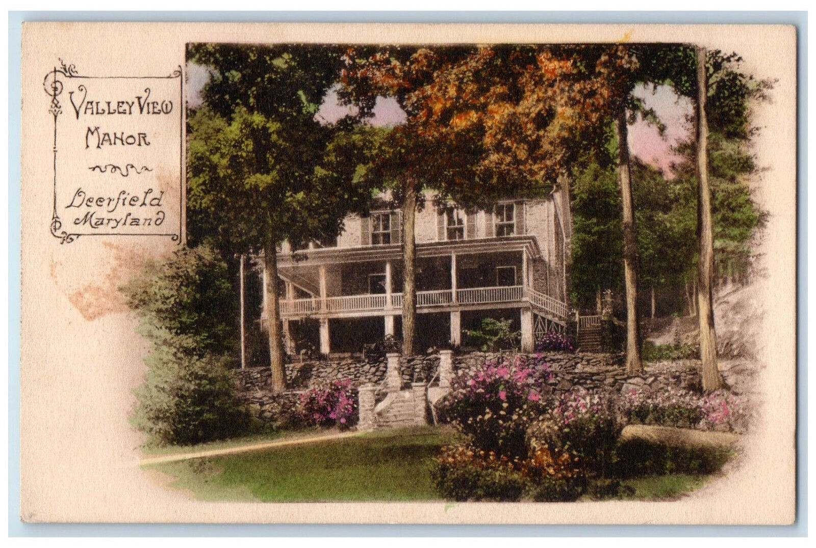 c1950\'s Valley View Manor Deerfield Maryland MD Hand-Colored Vintage Postcard
