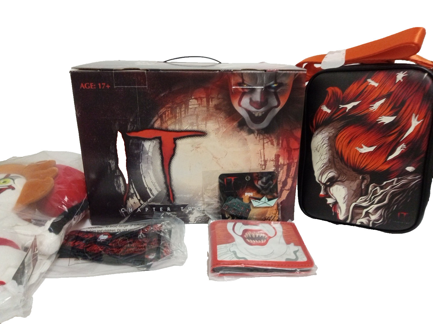 IT Chapter 2 Pennywise Collection - Crossbody Bag, Plush, Wallet, Pins & Lanyard