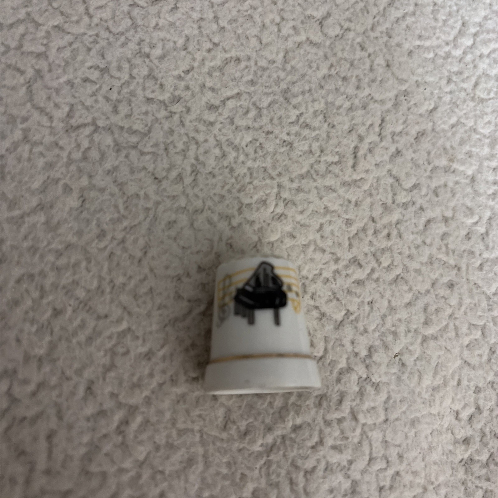 Vintage Grand Piano Porcelain Thimble Collectible Gold Trim Vintage Grand Piano Porcelain Thimble Collectible Gold Trim