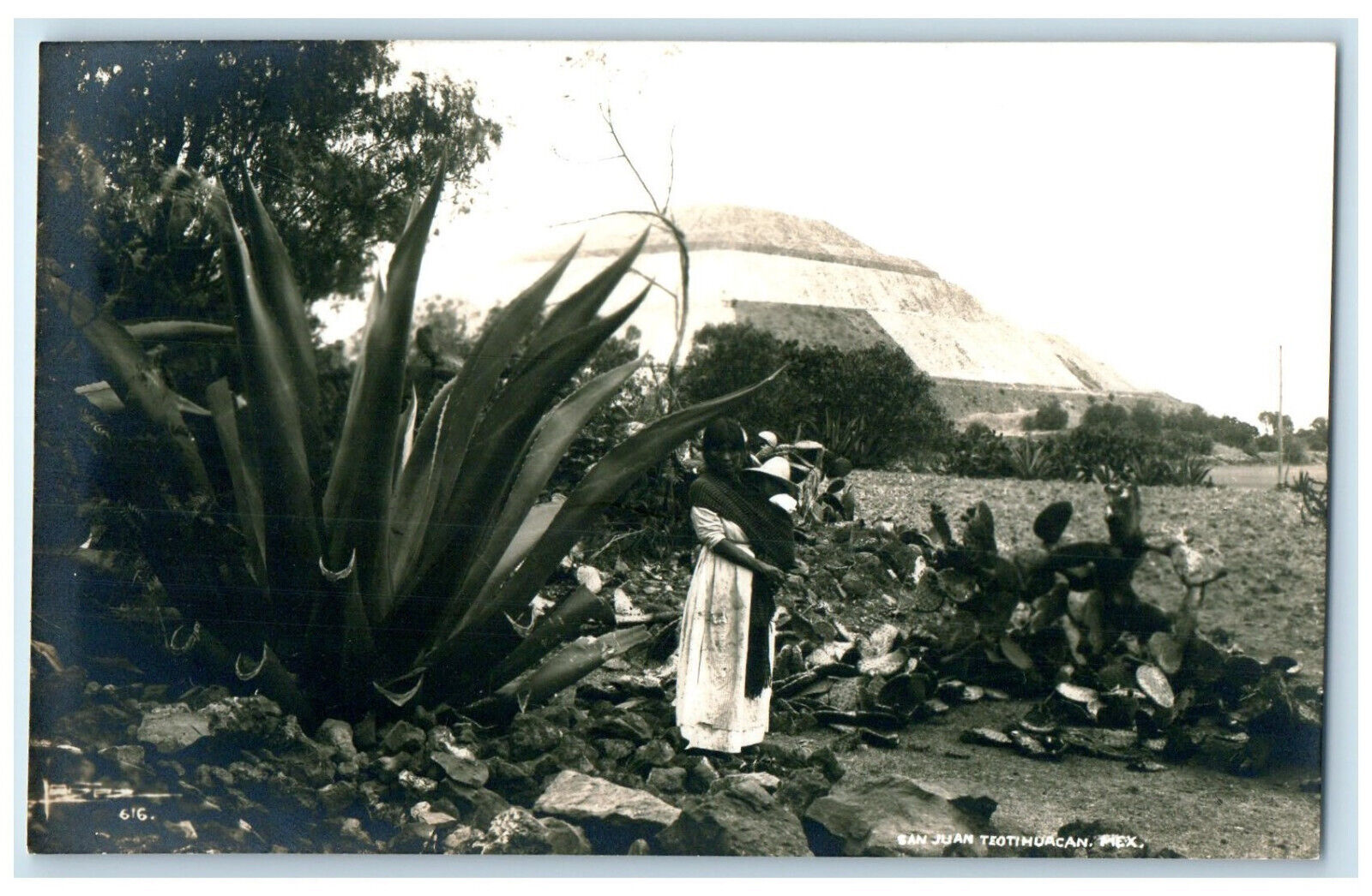 c1950\'s San Juan Teotihuacan Mexico Woman Standing Vintage RPPC Photo Postcard