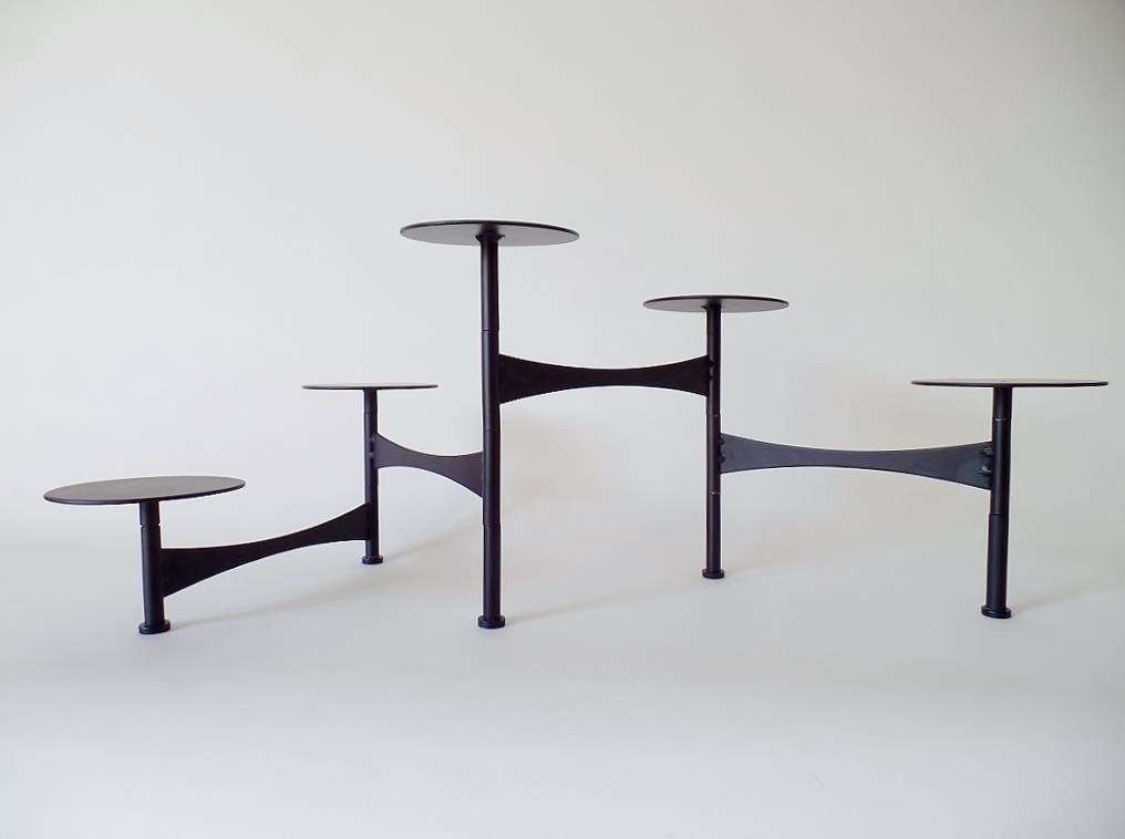 Vintage MCM Modernist Articulating Black Metal 5 Candle Candelabra Holder