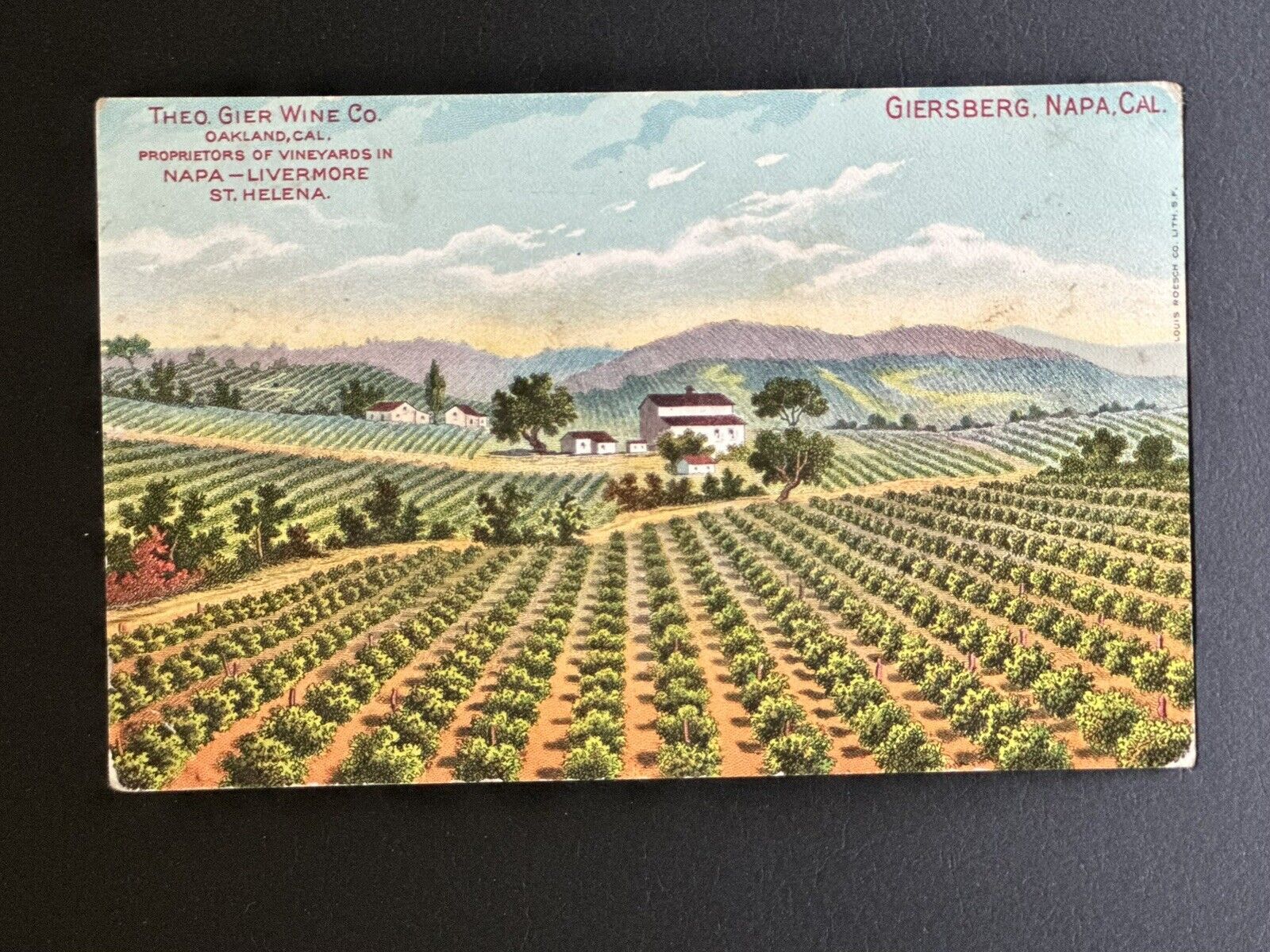 Postcard PROPRIETORS OF VINEYARDS NAPA - LIVERMORE Theo Gier Wine California R16