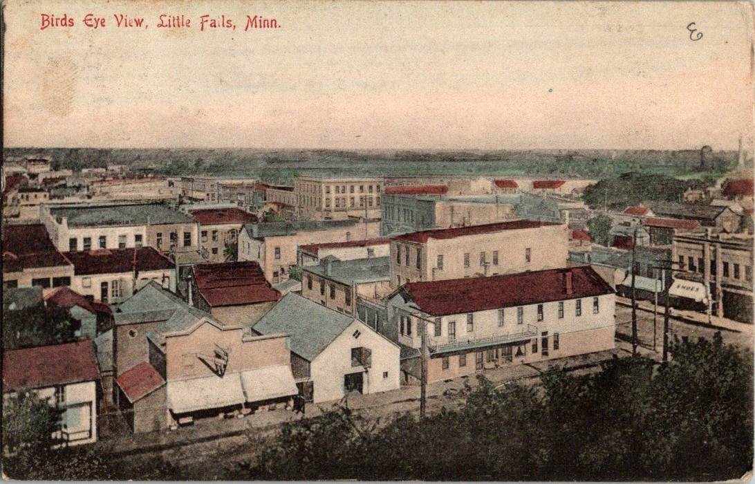 Birds eye view of Little Falls Minnesota shoe store 1908 postcard a128 Birds eye view of Little Falls Minnesota shoe store 1908 postcard a128