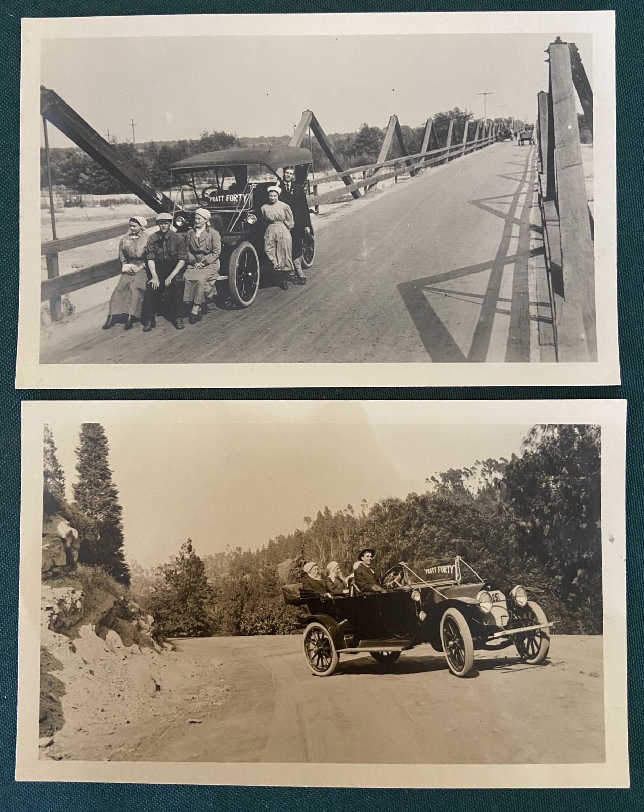 1912 Set 2 RPPC Pratt Forty 40 Automobile Auto Cars Elkhart Elyssian Hills CA