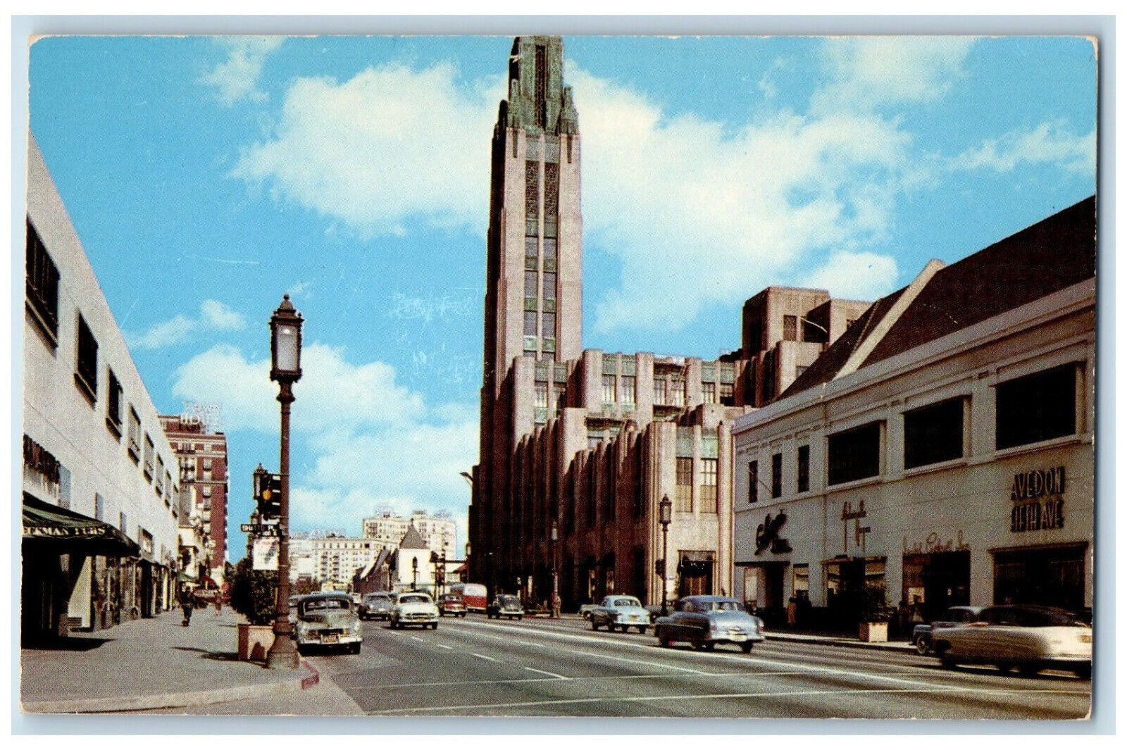 c1960's Wilshire Boulevard Showing Bullock's Wilshire, Los Angeles CA Postcard