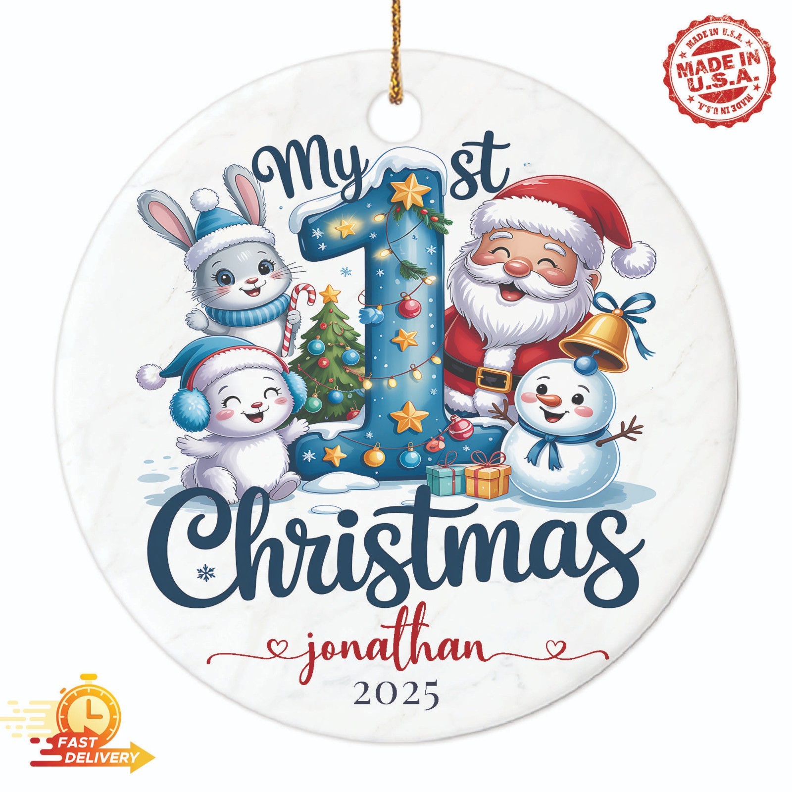 Personalized Baby's First Christmas Ornament 2025, 1st Christmas Ornament Gifts