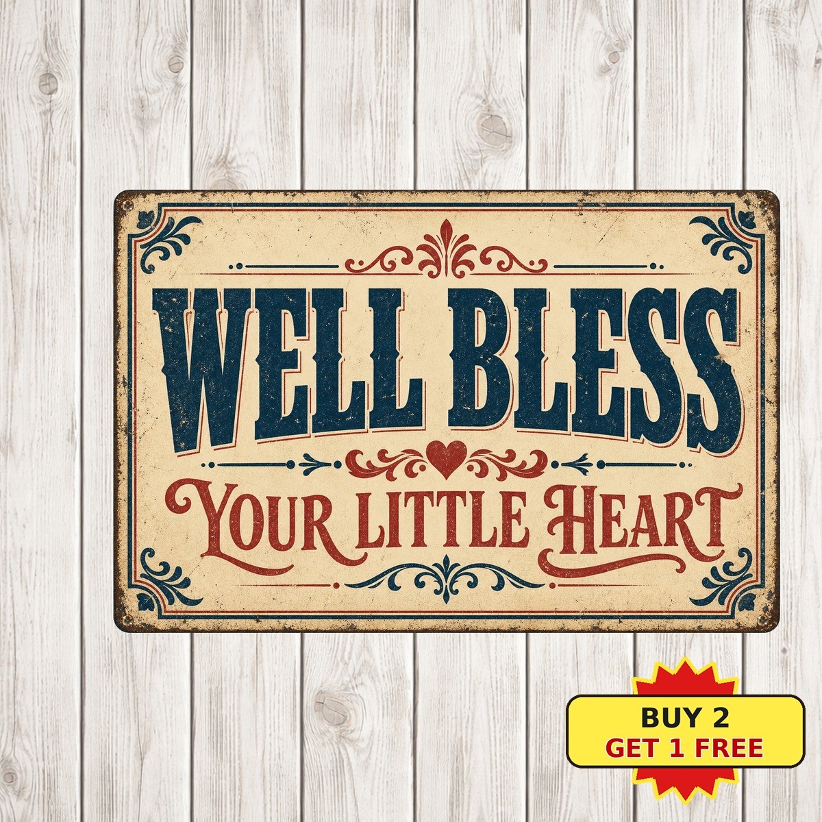 Well Bless Your Little Heart Southern Saying Metal Sign Vintage Tin Plaque 8x12