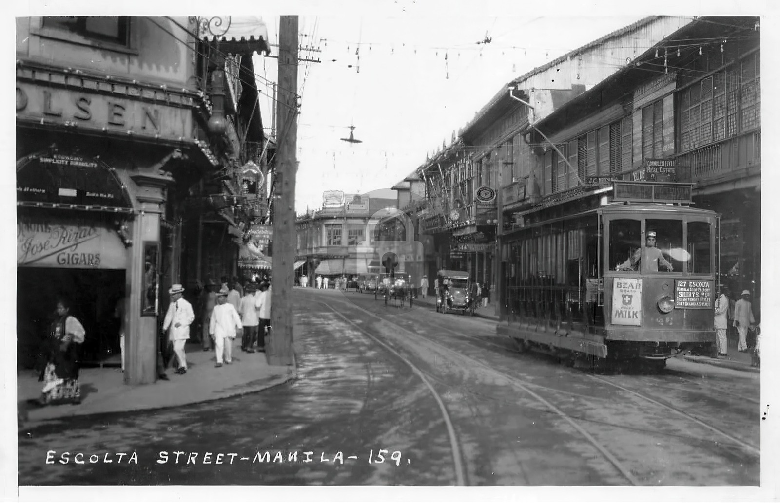 Manila Philippines Early Trolley Escolta Street RPPC Photo Postcard COPY Manila Philippines Early Trolley Escolta Street RPPC Photo Postcard COPY