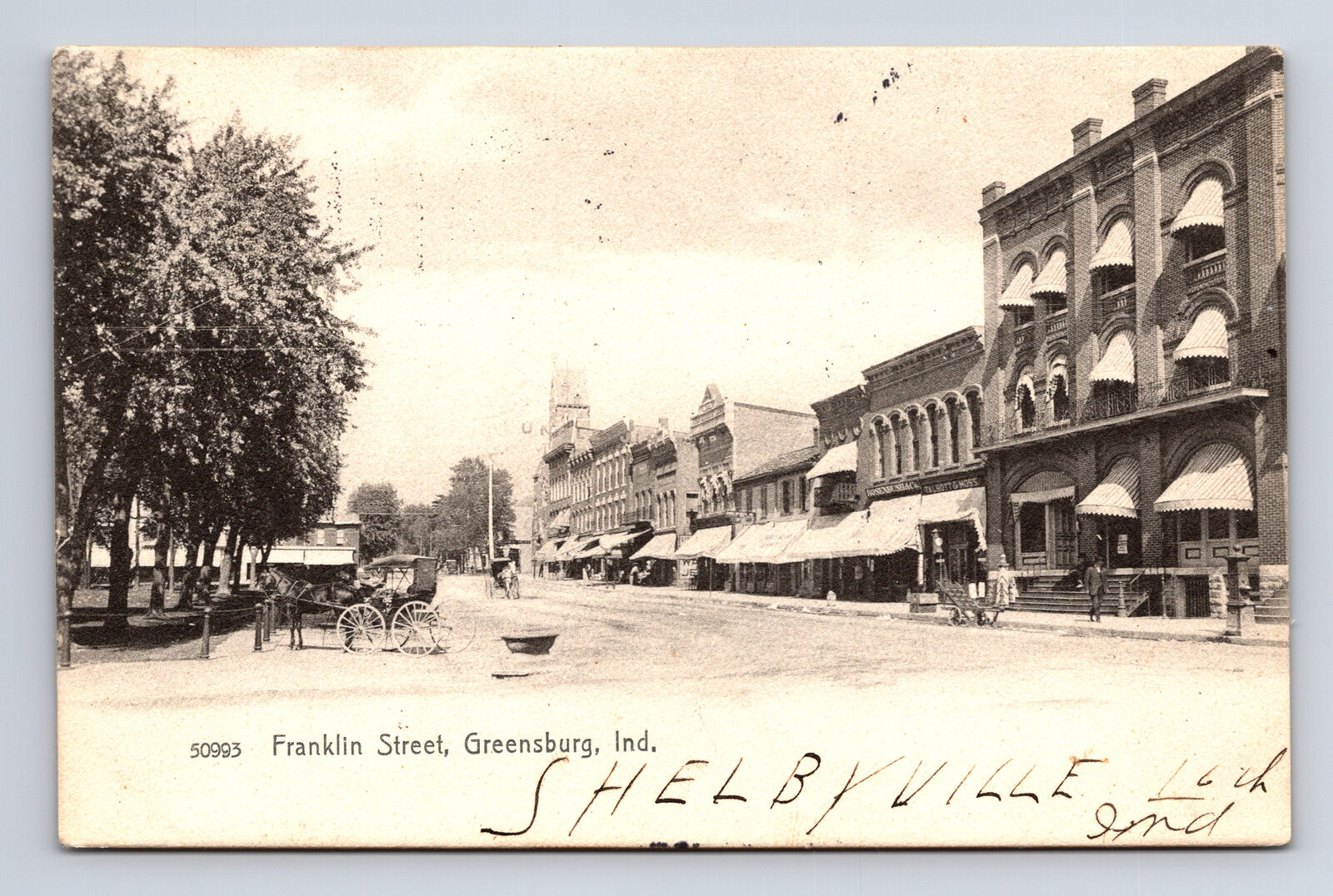 1906 Franklin Street Horse Buggy Greensburg Indiana IN ROTOGRAPH Postcard