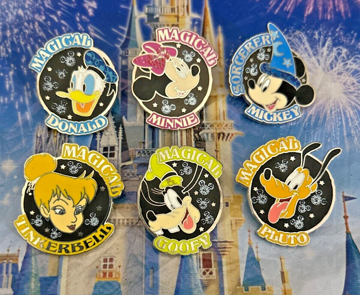 🏰Disney Hong Kong Disneyland Magical Set of 6 Pins Mickey Minnie Tinker bell &