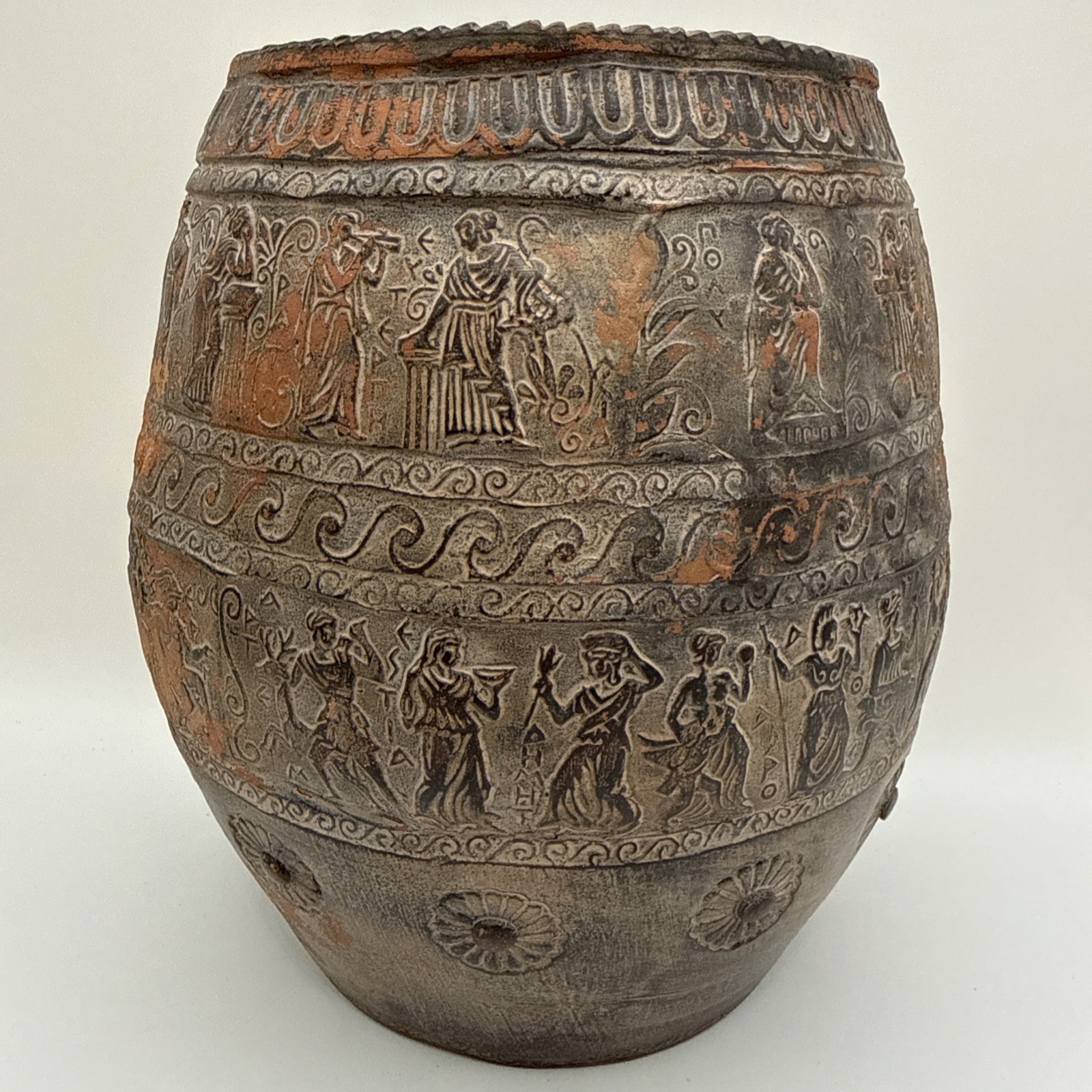 Vintage Greek Terracotta Relief Vase Made In Greece Vintage Greek Terracotta Relief Vase Made In Greece
