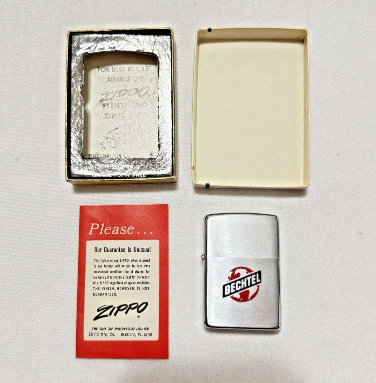 Vintage Zippo 1969 Bechtel Unlit In Box