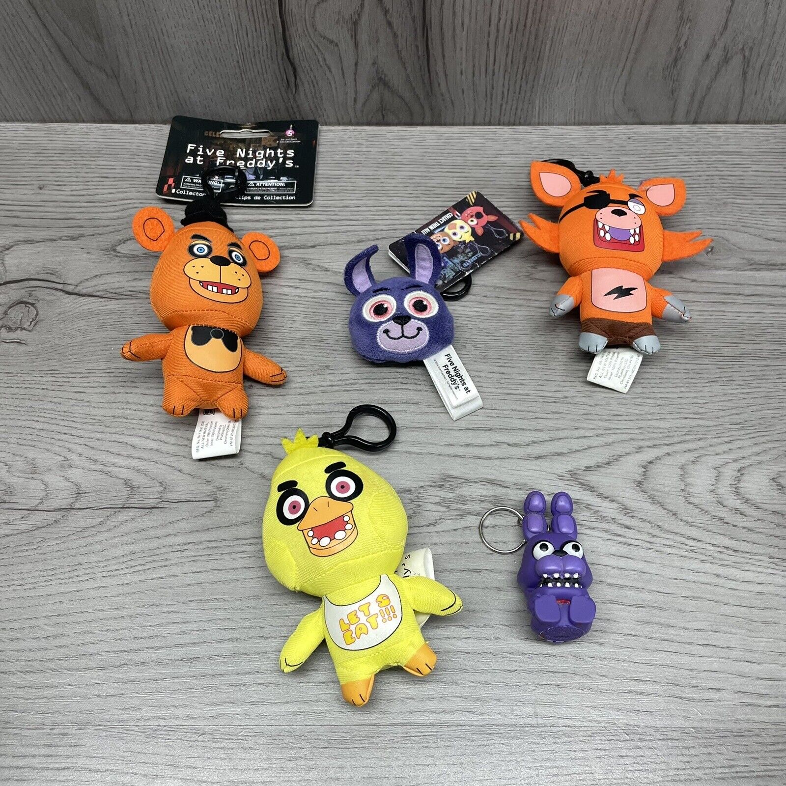 Five Nights at Freddy's Keychains Clips Plush Eyes Pop Lot Of 5 Variety