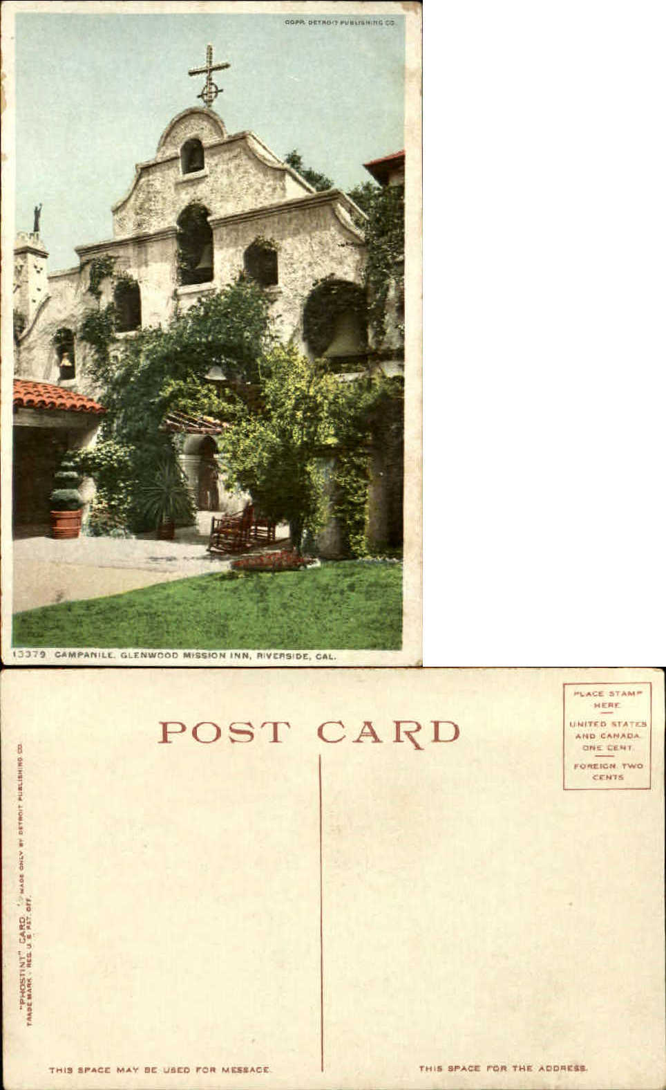 Campanile ~ Glenwood Mission Inn ~ Riverside California ~ Phostint ~ c1910