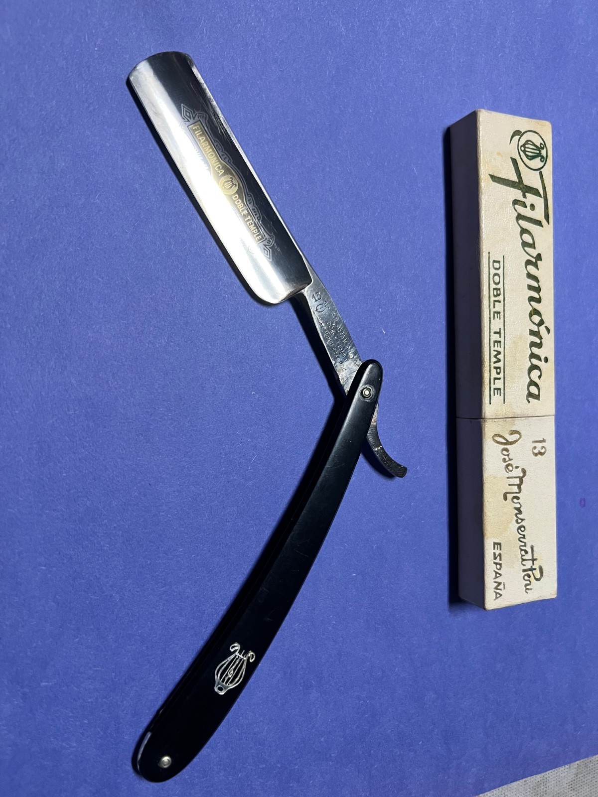 Vintage Filarmonica Double Temple Straight Razor Vintage Filarmonica Double Temple Straight Razor