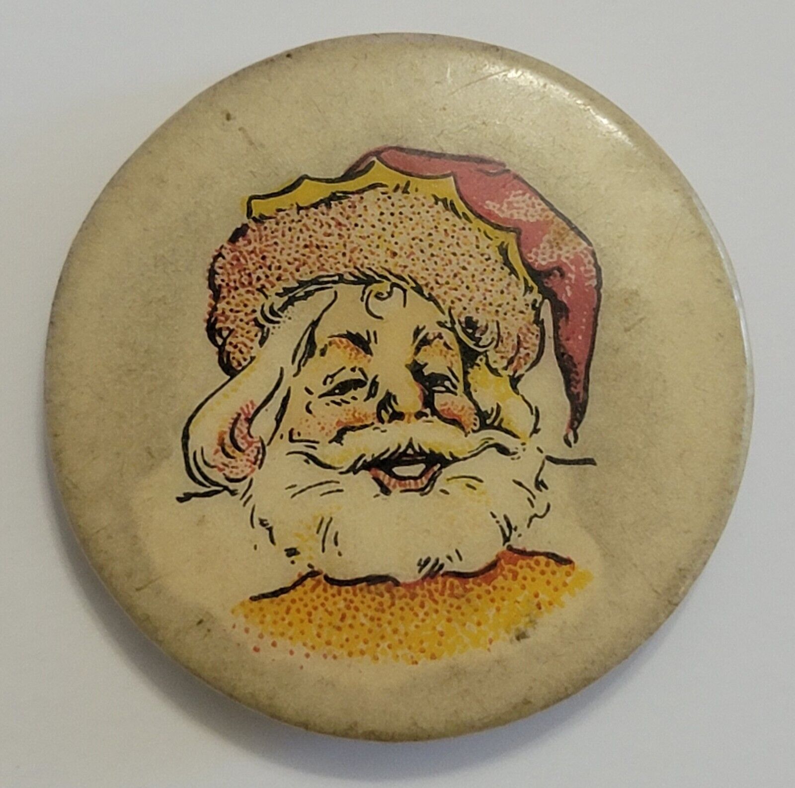Vintage Santa Claus Christmas Button Pin Very Rare