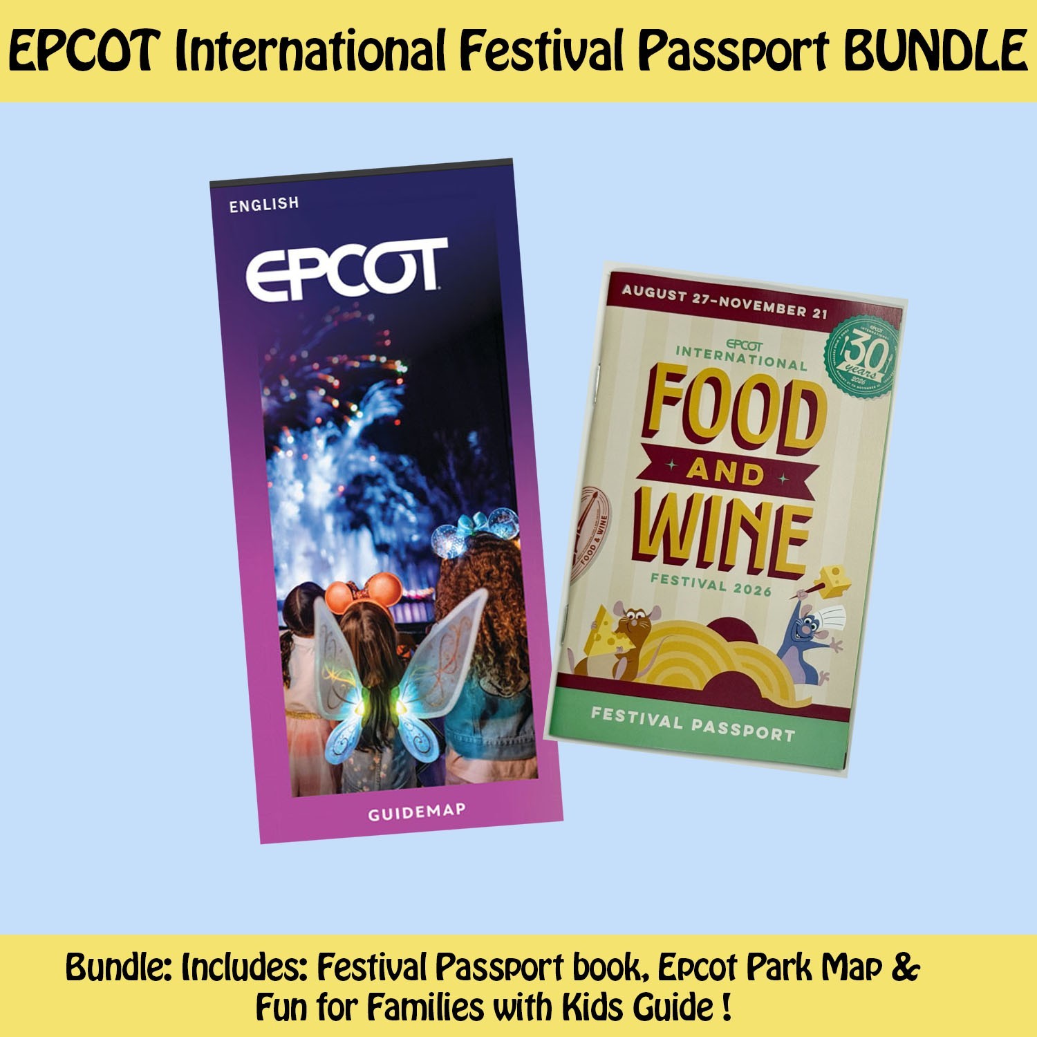 Bundle Food And Wine Festival Passport Booklet + Epcot Map 2026 Disney World Bundle Food And Wine Festival Passport Booklet + Epcot Map 2026 Disney World