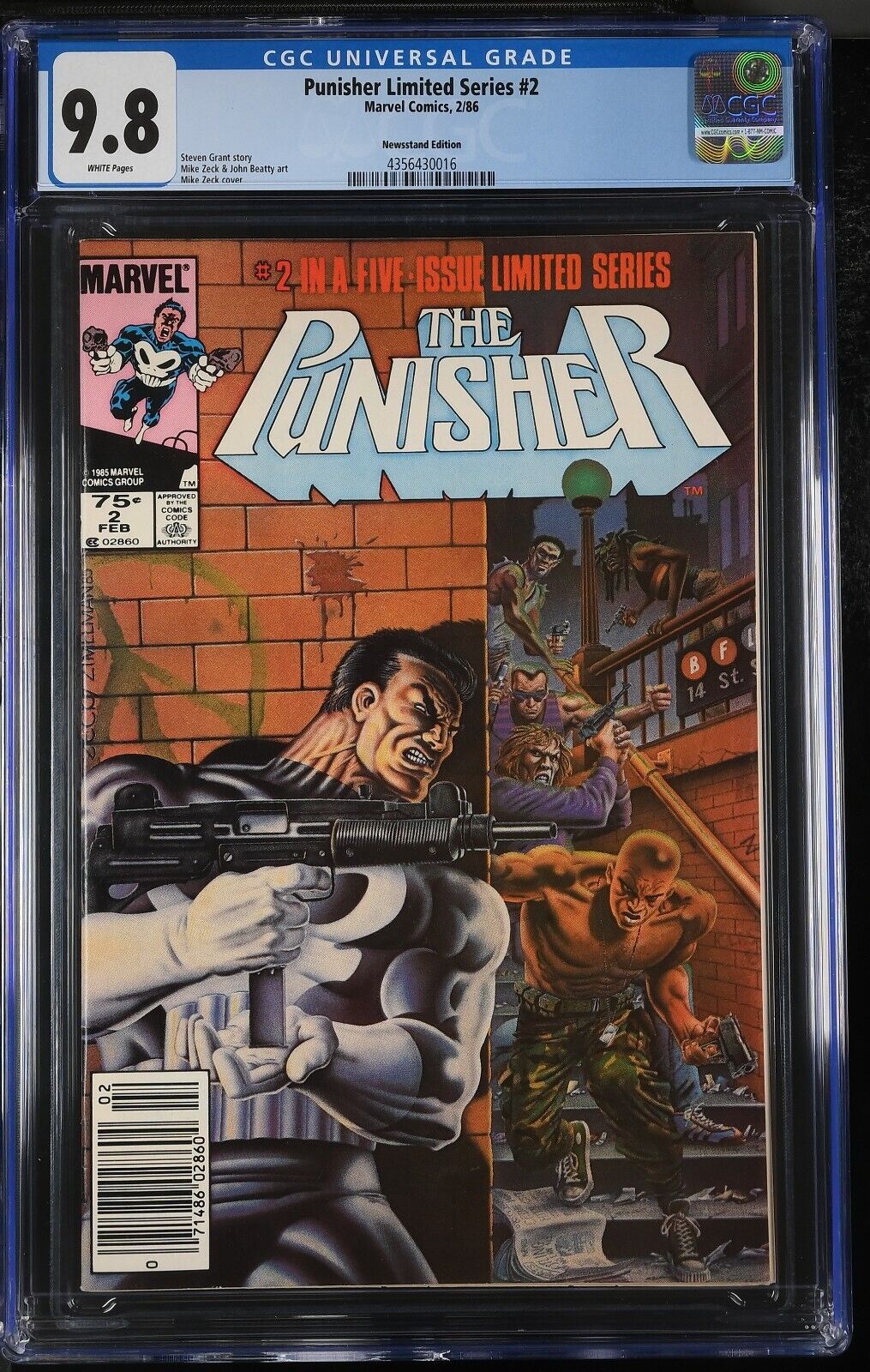 🔑🔥🔥🔥  Punisher Limited 2 1986 Mike Zeck 9.8 CGC NEWSSTAND RARE SCARCE 430016