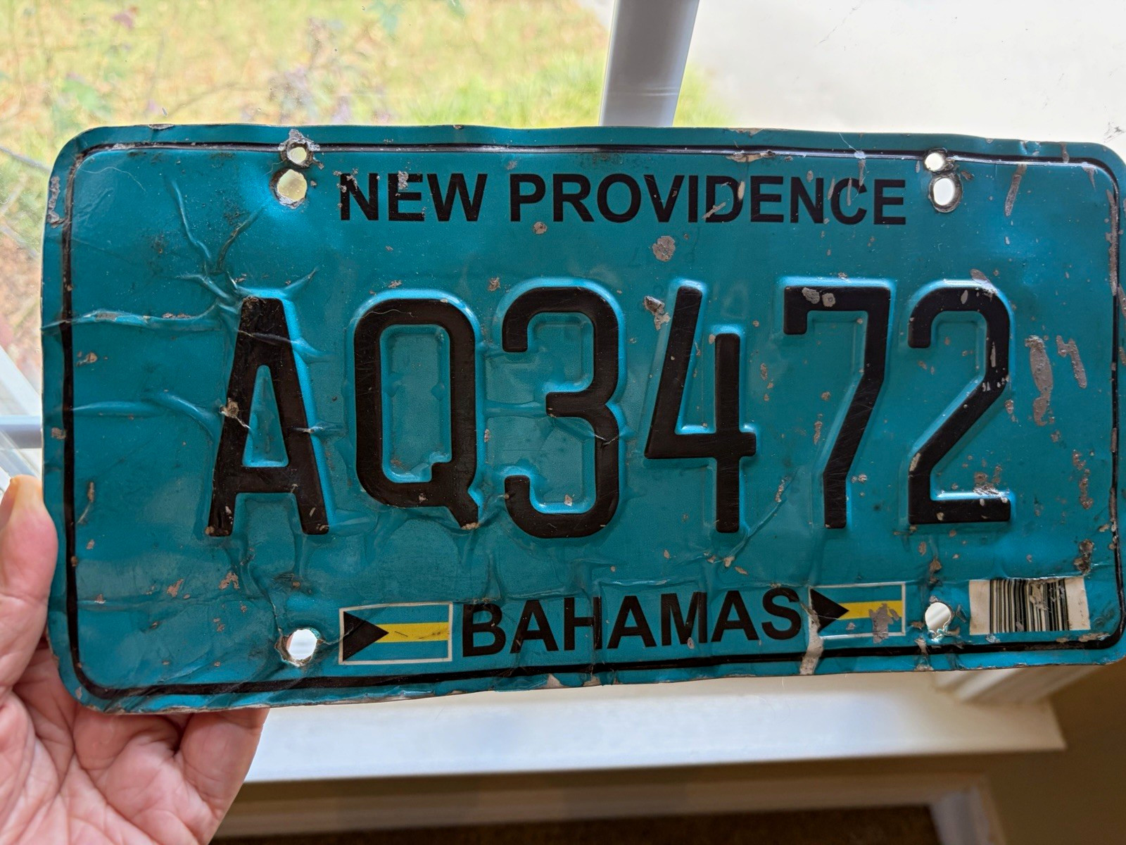 Bahamas New Providence License Plate AQ3472 Caribbean Islands Region of Origin