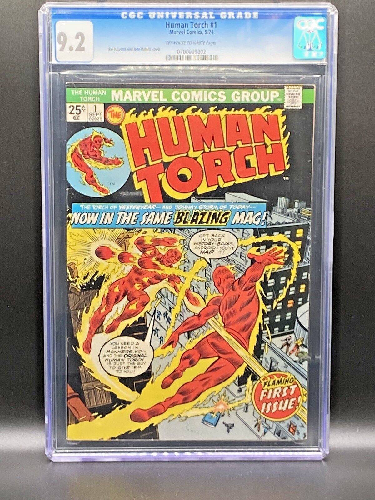 Human Torch #1 Vol 2  (1974) CGC 9.2 Classic Art from Jack Kirby/John Romita Sr.