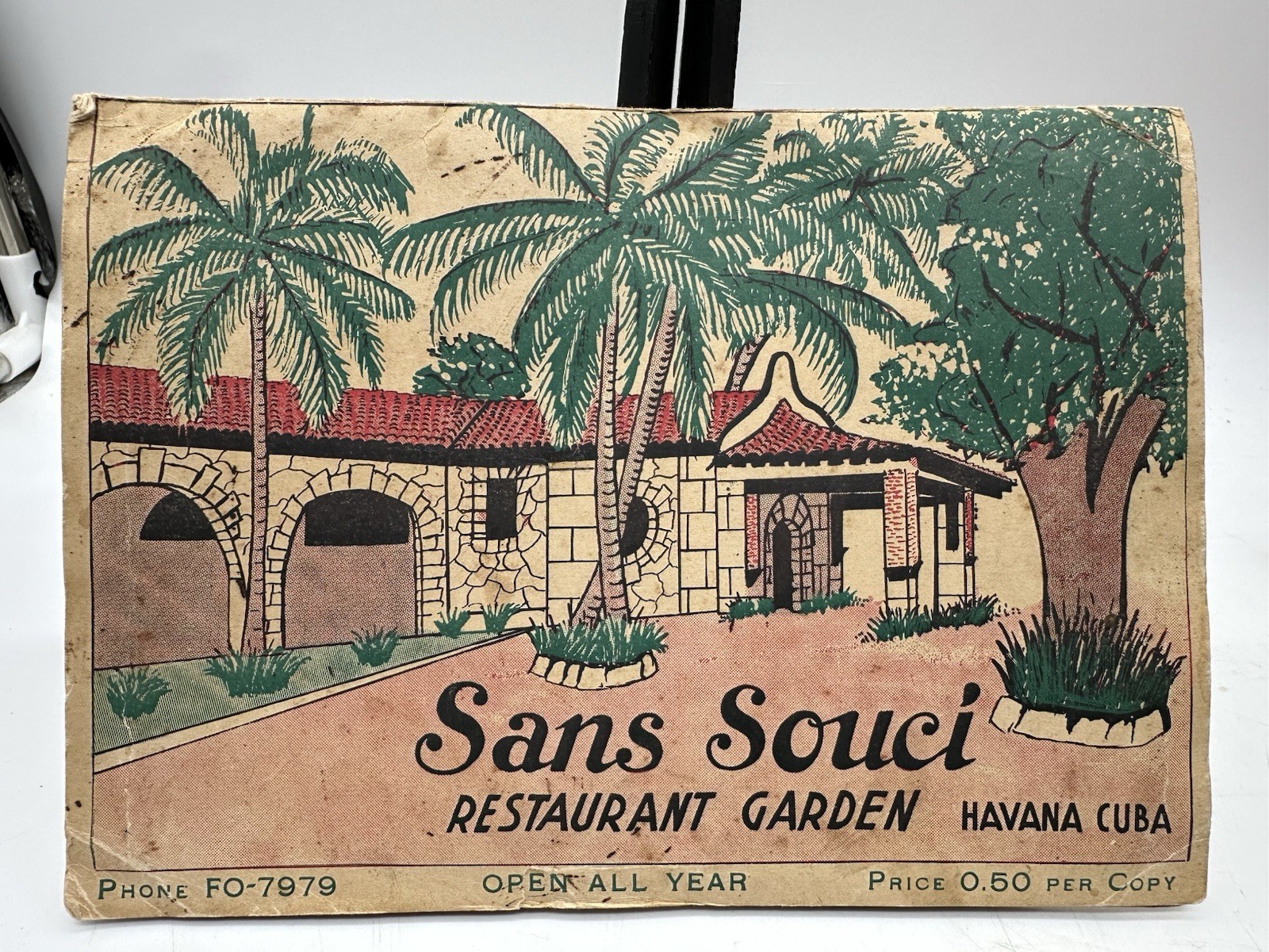 Vtg 1939 Sans Souci Restaurant Havana Cuba Souvenir Photo Folder