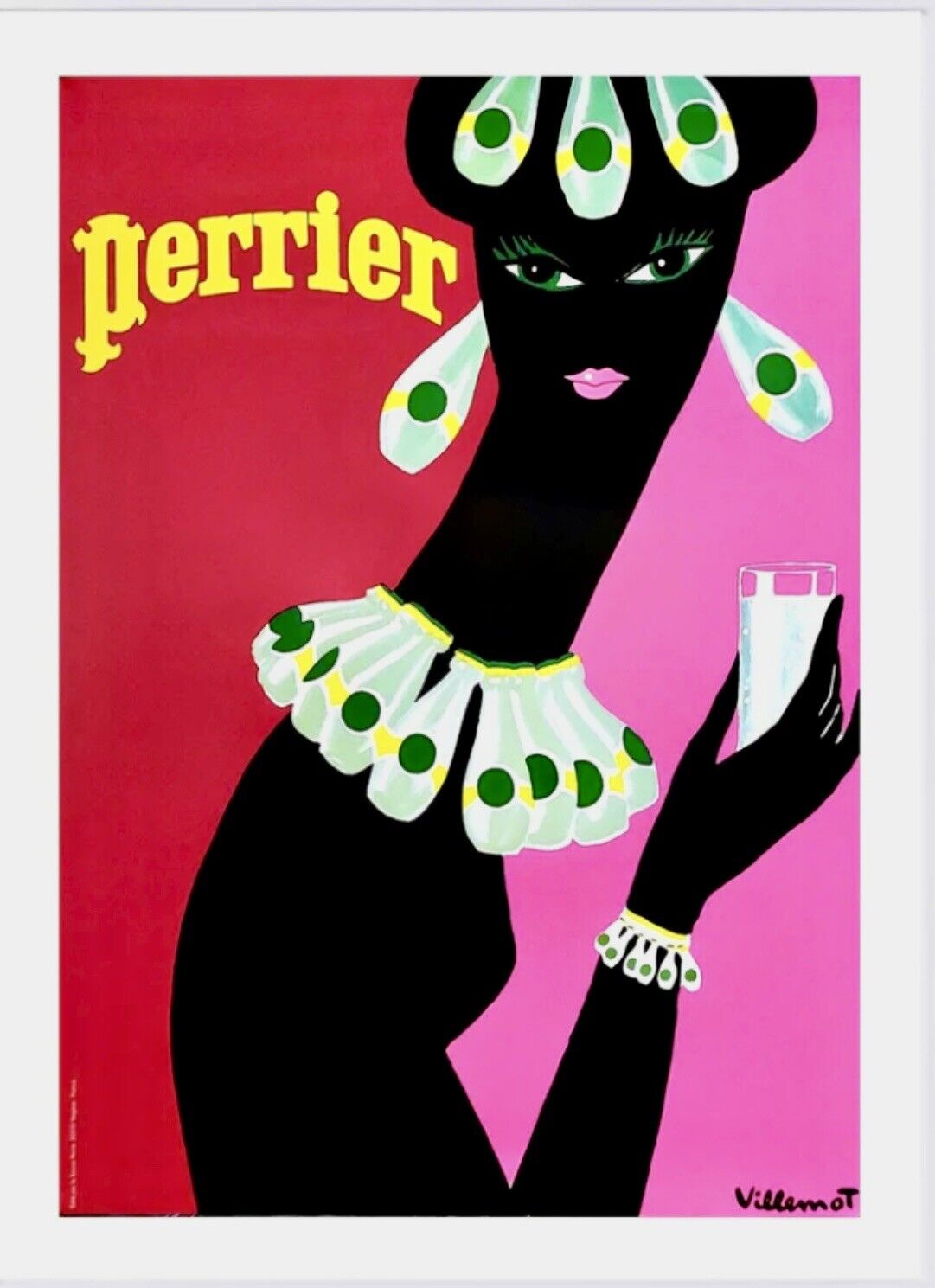 Original Vintage French Perrier- Bernard Villemont Poster Stunning ❤️‍🔥🇫🇷1995