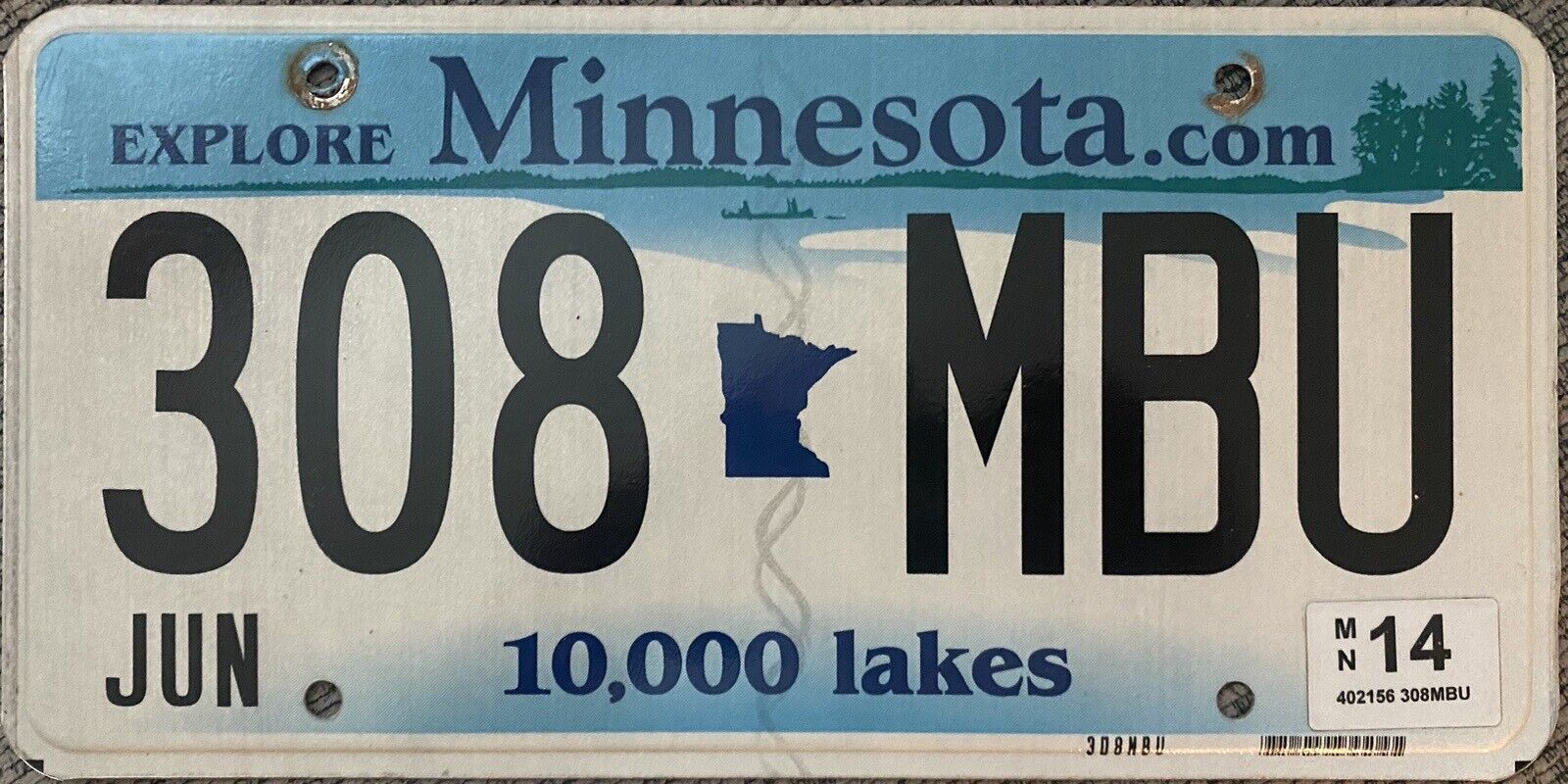 2014 EXPIRED Minnesota License Plate 