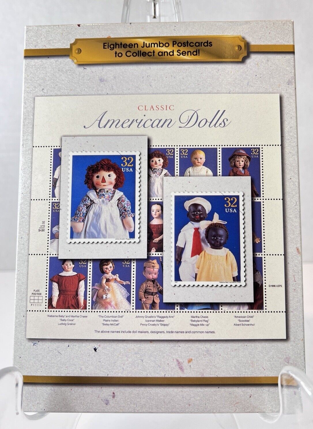 1997 United States Postal Service Classic American Dolls 18 Jumbo Postcards