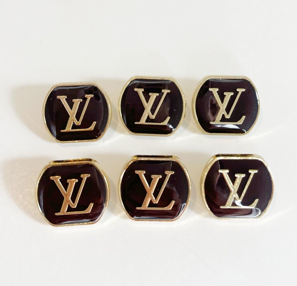 Designer Louis Vuitton LV Black Gold Square Button Bundle | Set of 6