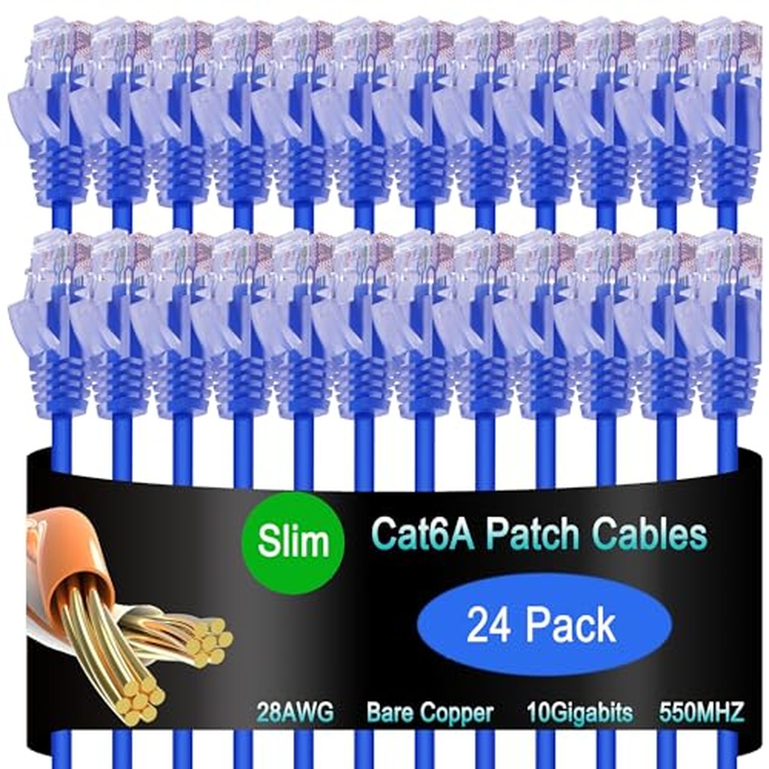 Cat6a Slim Ethernet Patch Cable 3 ft (24 Pack), Cat6a Patch Cable for Data Ce... Cat6a Slim Ethernet Patch Cable 3 ft (24 Pack), Cat6a Patch Cable for Data Ce...