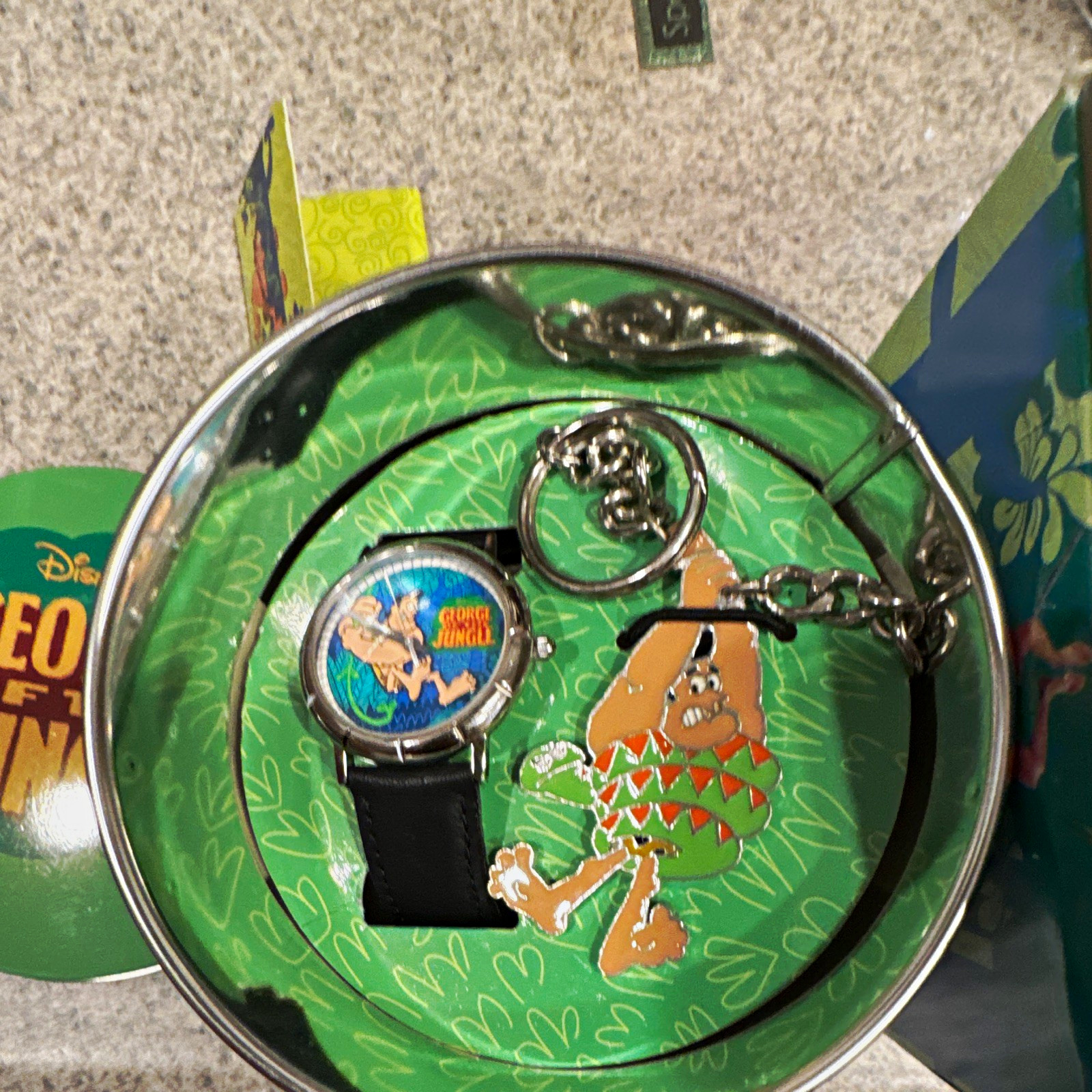 Fossil Disney George of the Jungle Wristwatch Set in Tin Box with box Fossil Disney George of the Jungle Wristwatch Set in Tin Box with box
