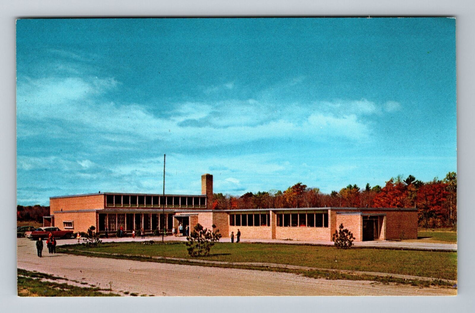 Drummond Island MI-Michigan, Drummond Island School, Vintage Postcard
