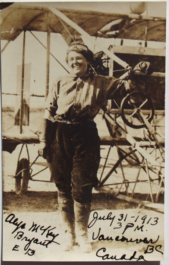 Alys McKey Bryant Pioneering Woman Aviator 1st Flight 1912 ''Rare'' Signed Photo