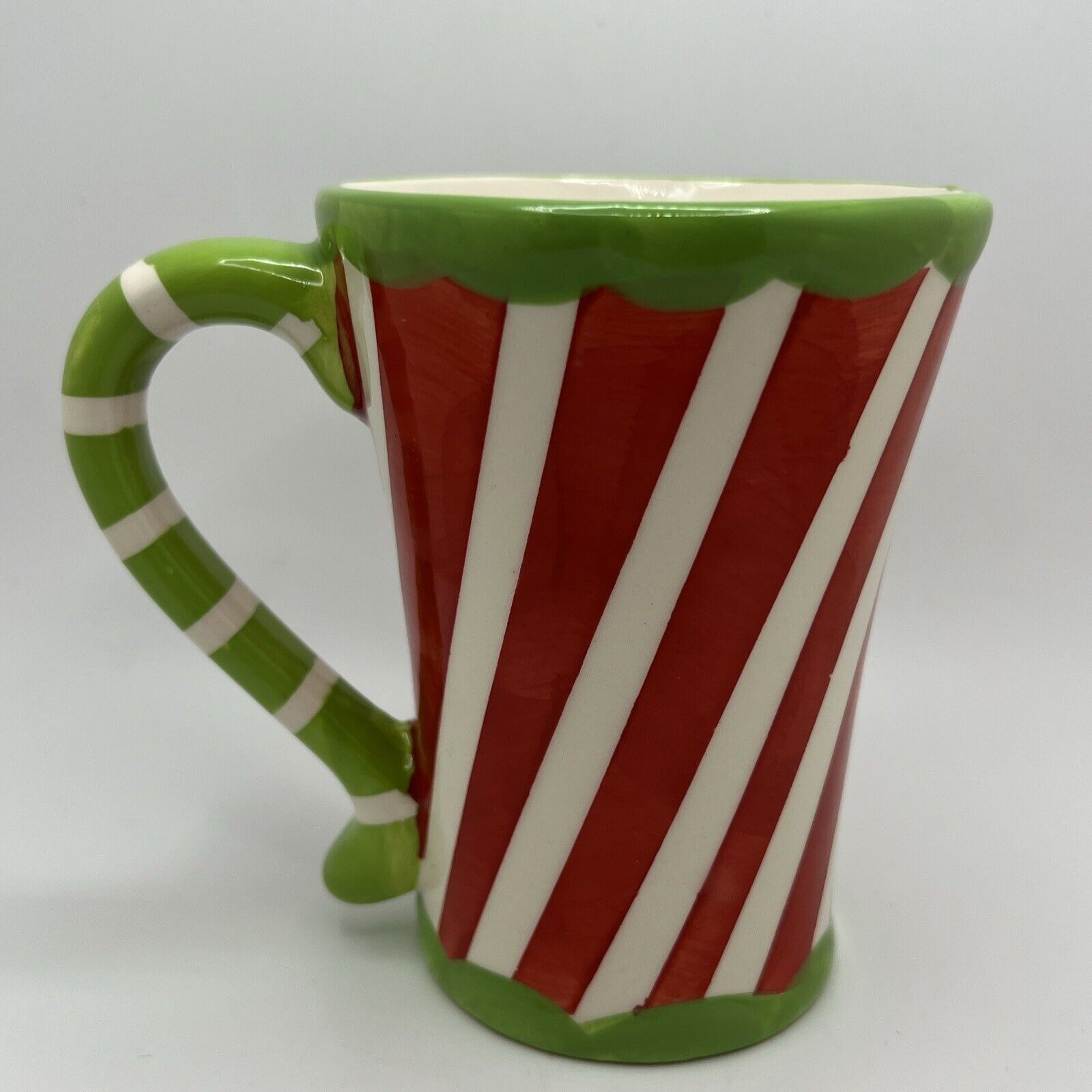 Christmas Mug Red/White Stripes Green Trim California Pantry “Whoville Theme”