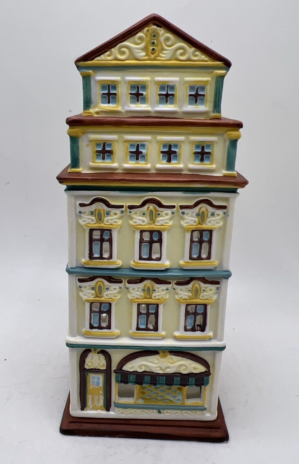 Partylite Cafe Amsterdam Tealight House P8275 5 Story Ceramic Collectible