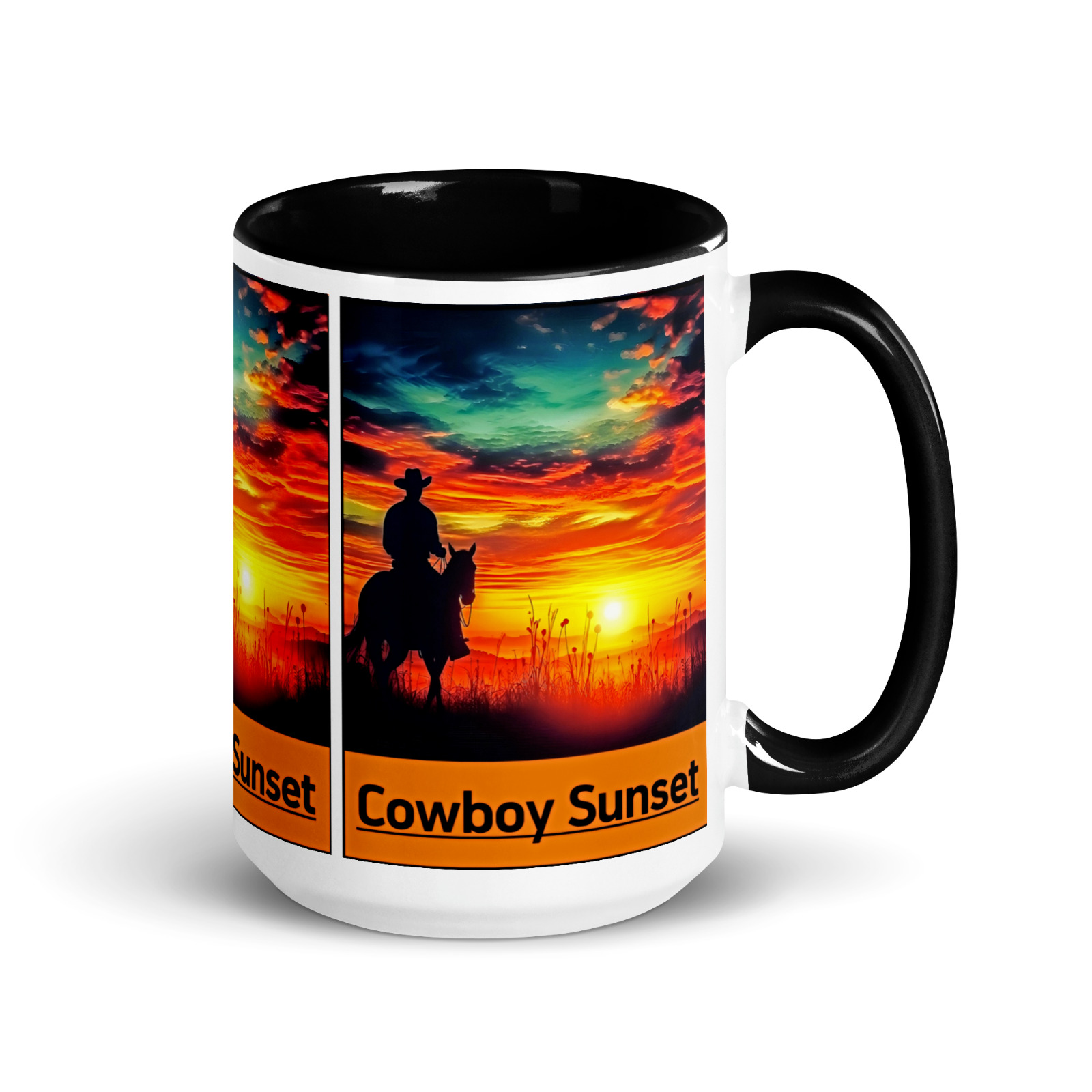 New Coffee Mug 15oz Cowboy Sunset \
