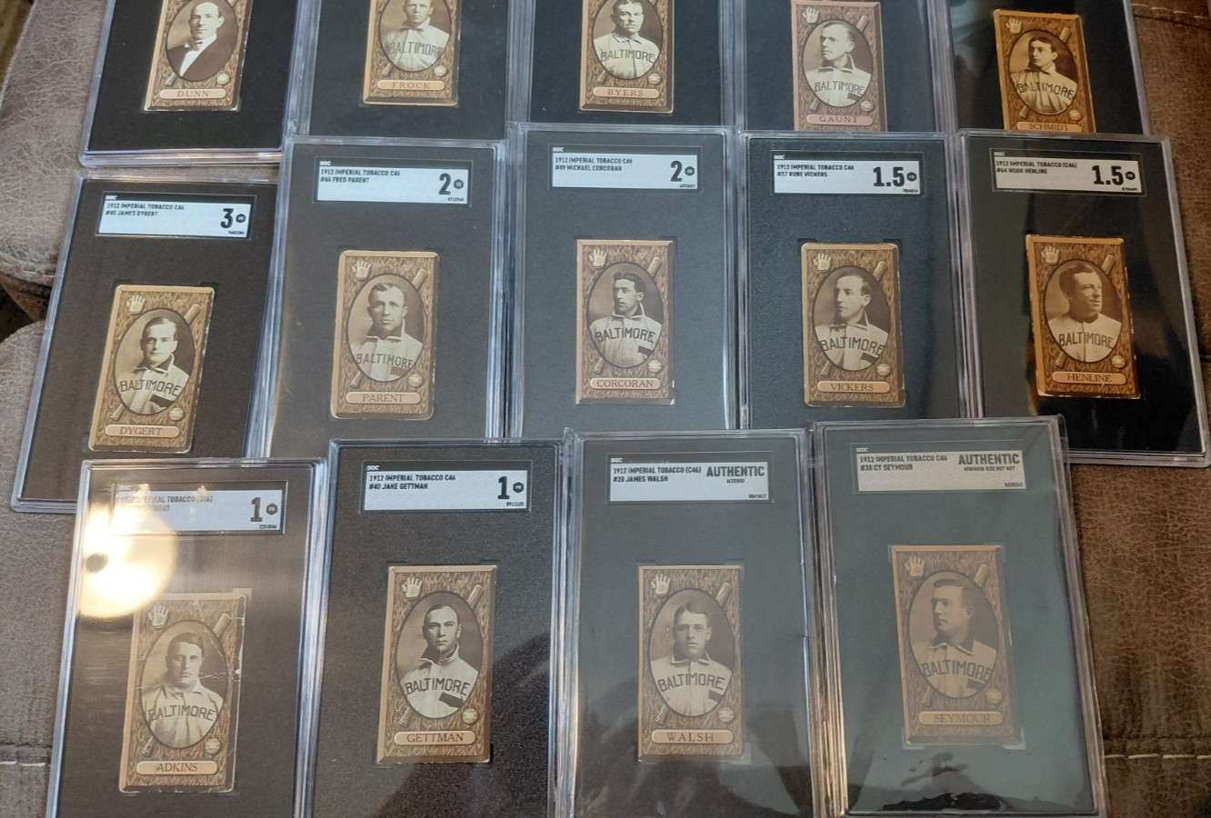 1912 C46 IMPERIAL TOBACCO COMPLETE RARE BALTIMORE TEAM SET  SGC GRADED