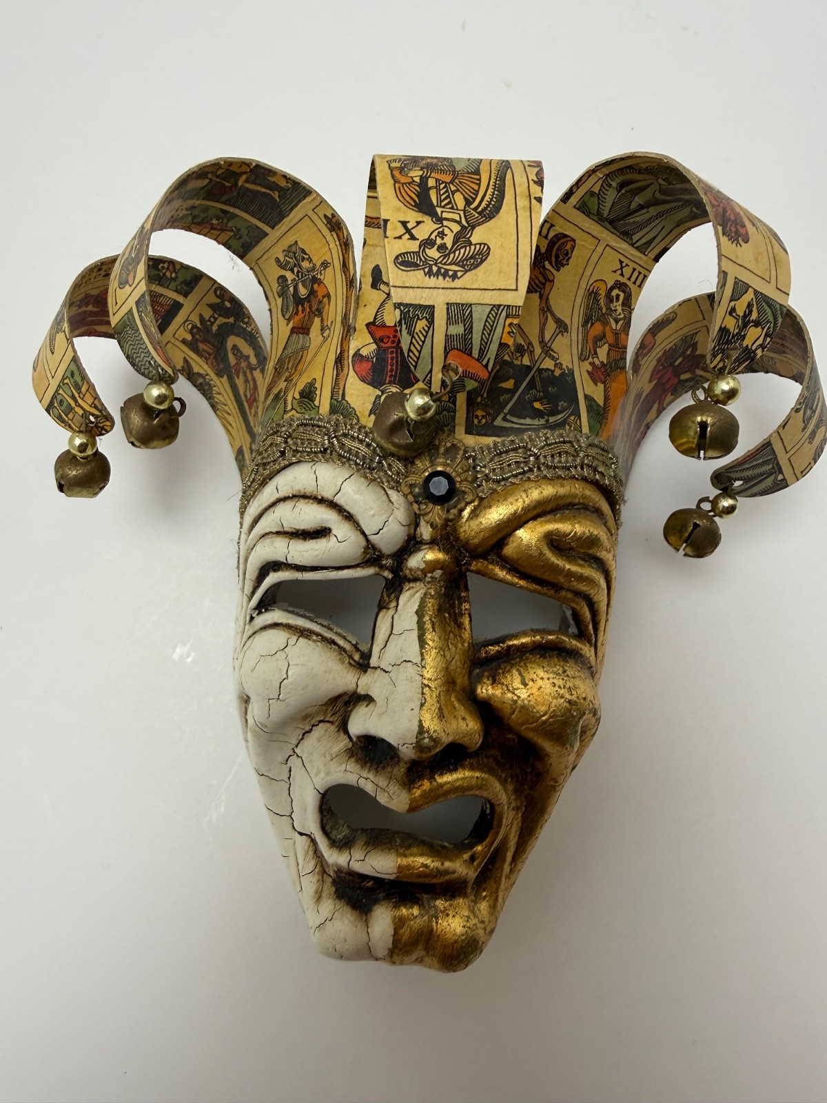 Original Venezia Italian Ceramic Jester Mask Hand Painted Tarot Bells Italy