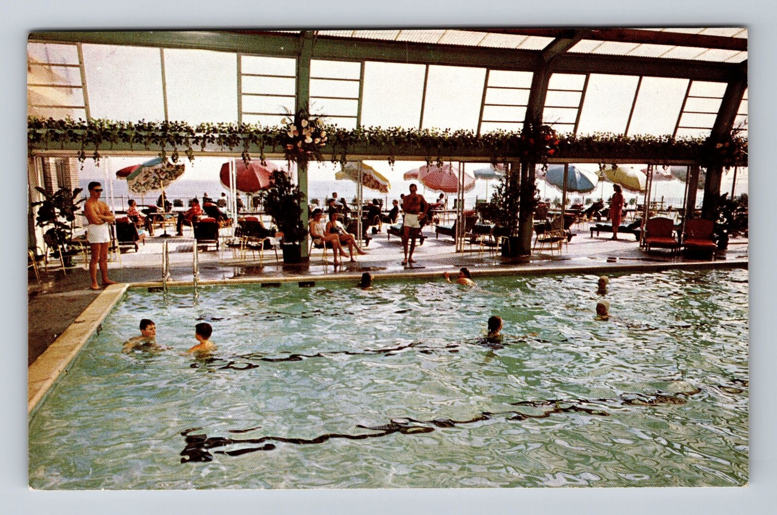 Atlantic City NJ-New Jersey, Chalfonte Haddon Hall Indoor Pool Vintage Postcard