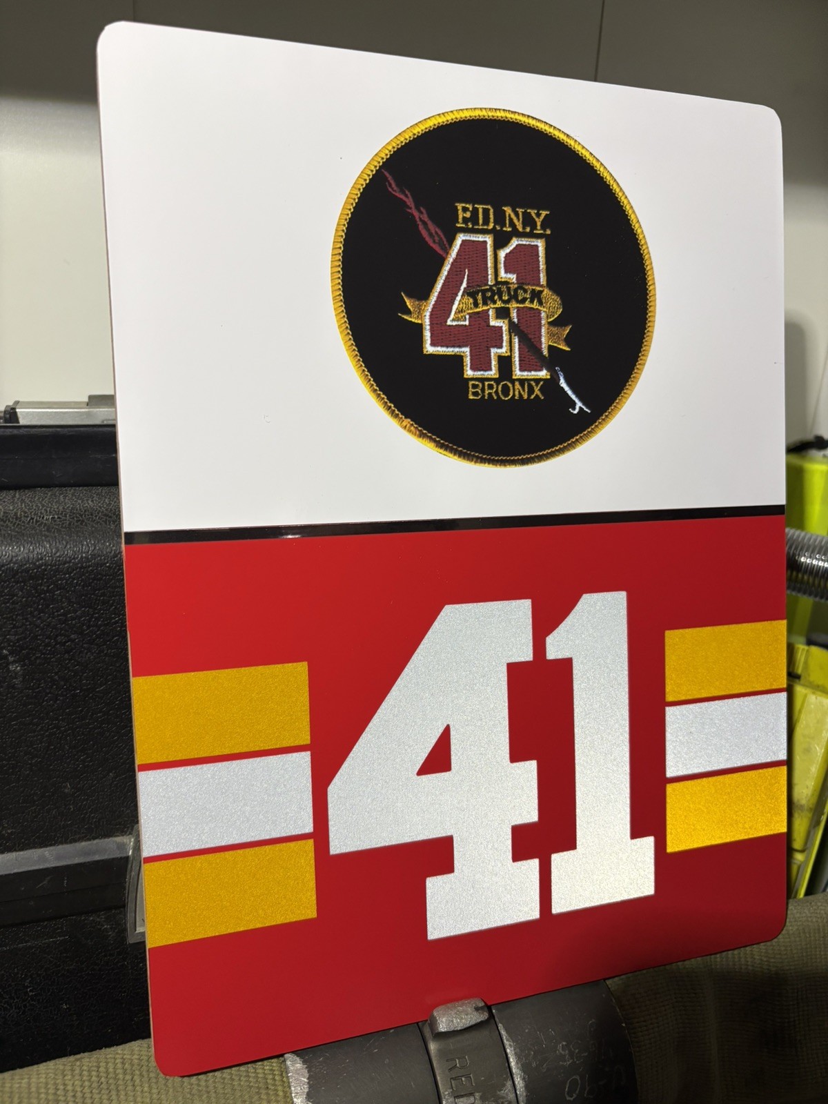 FDNY TRUCK 41 REFLECTIVE Vinyl Sign W/ logo.  Bronx