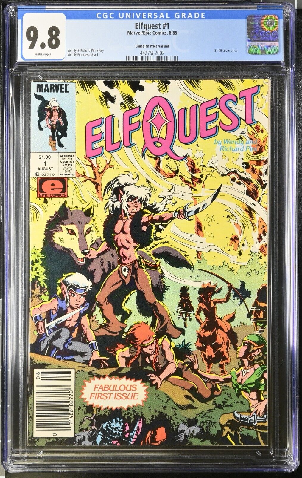 Elfquest #1 CGC 9.8 Only 1 in Census Canadian Price Variant The Wolfriders 1985