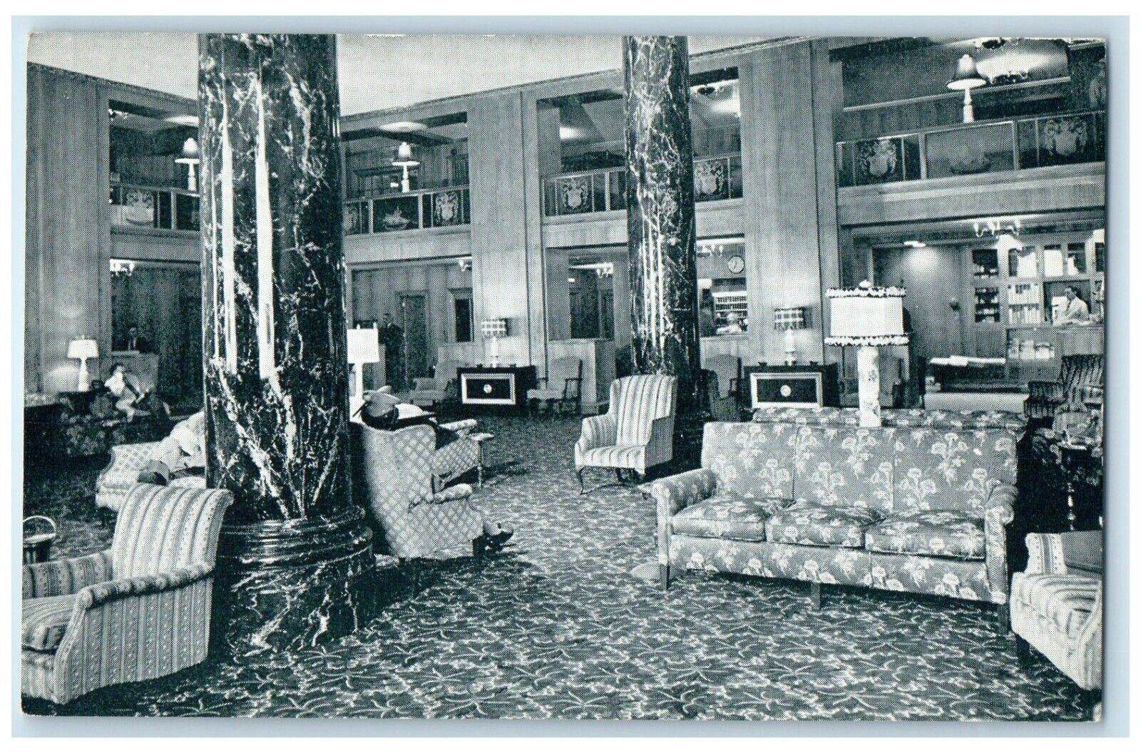 1957 Hotel Pen Alto Lobby Interior Altoona Pennsylvania PA Vintage Postcard