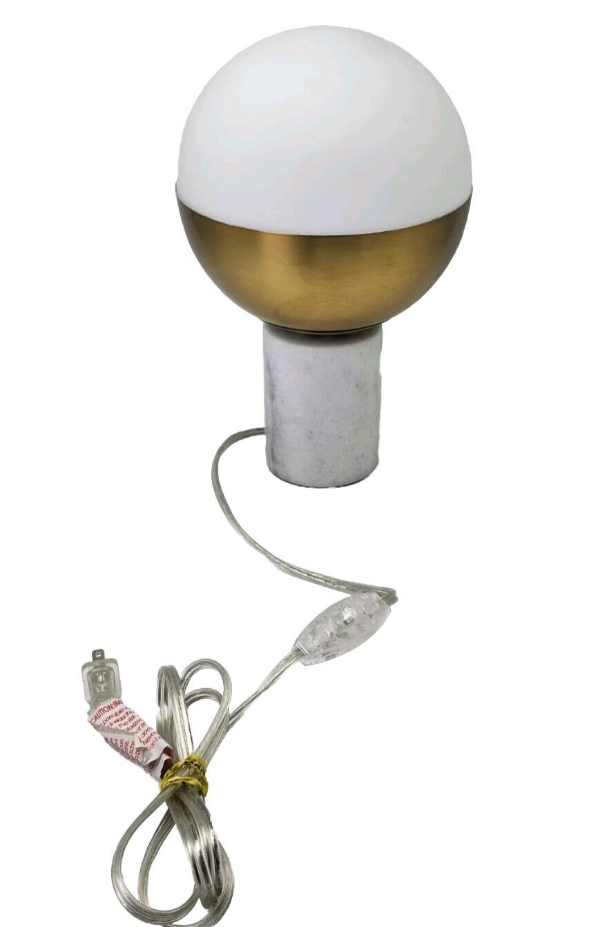 INTERTEK Hextra GLOBE MCM TABLE LAMP Brass Marble Base Soft Light 12\