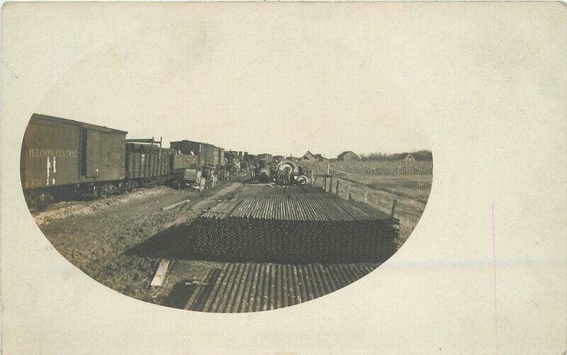 C-1905 Railroad Freight pipe Wagons frame like RPPC Photo Postcard 22-10164