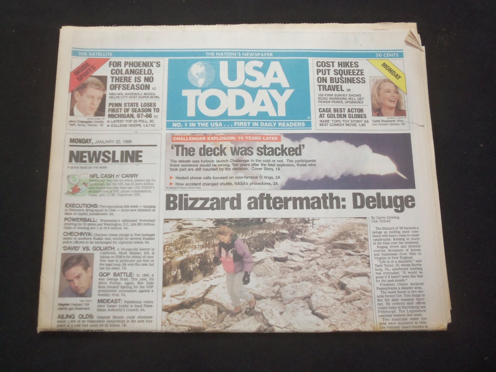 1996 JANUARY 22 USA TODAY NEWSPAPER - BLIZZARD AFTERMATH: DELUGE - NP 7809
